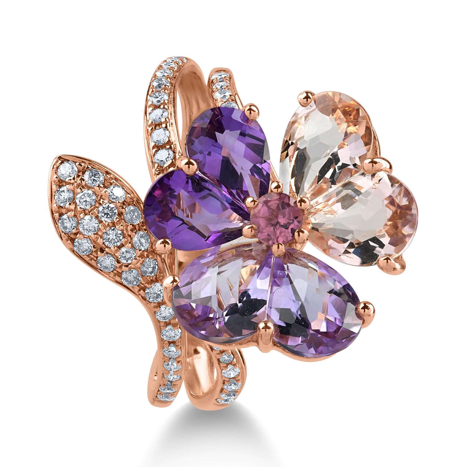 Inel din aur roz cu pietre prețioase de 12.11ct Inel din aur roz cu pietre prețioase de 12.11ct