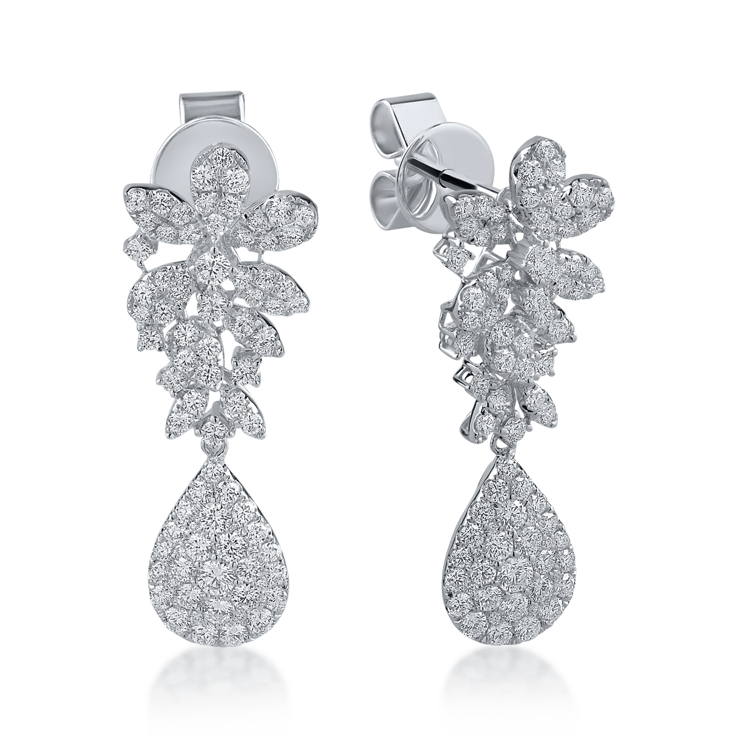 Cercei cu diamante de 2.44ct din aur alb Cercei cu diamante de 2.44ct din aur alb
