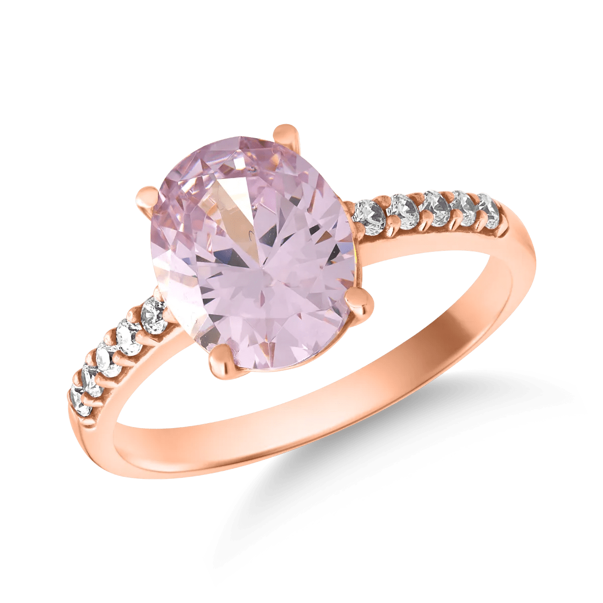 Inel din aur roz cu zirconii roz și incolore Inel din aur roz cu zirconii roz și incolore