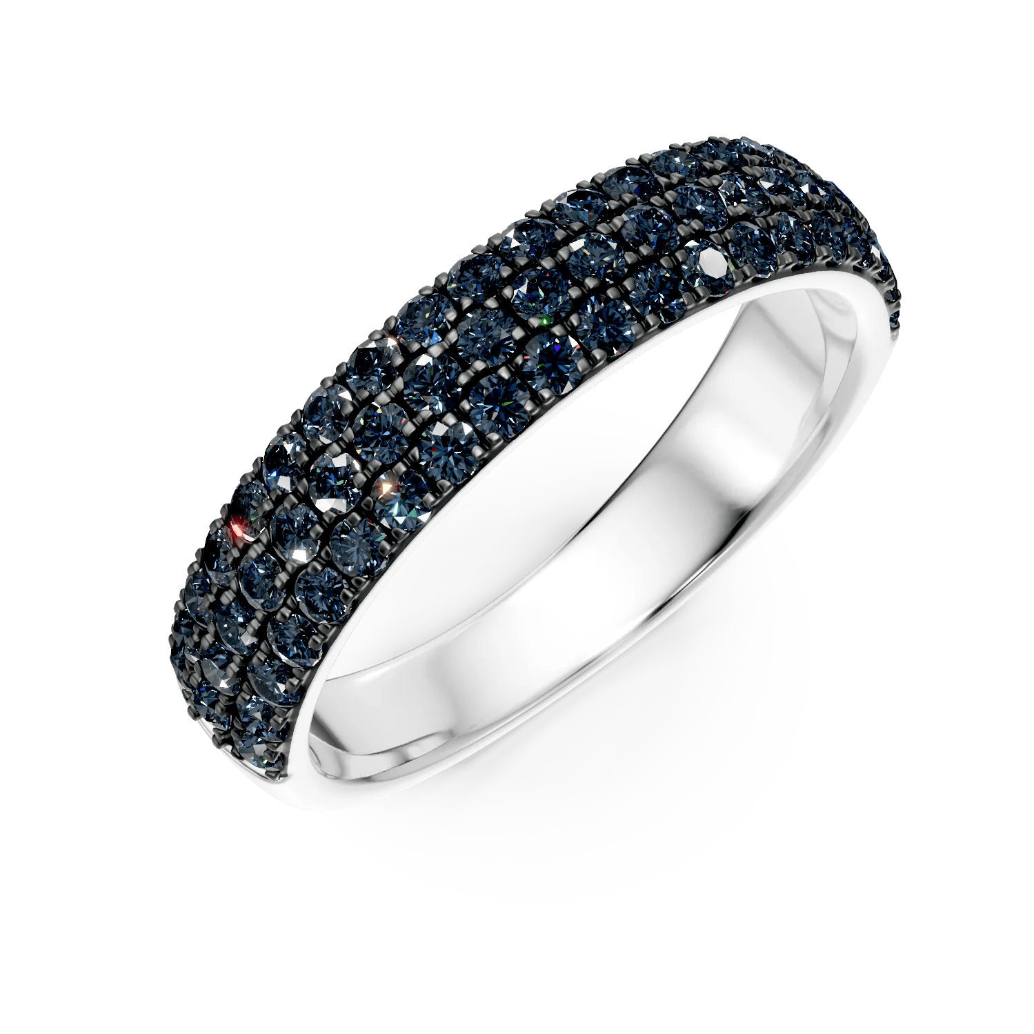 Inel semi eternity din aur alb cu diamante albastre de 0.96ct Inel semi eternity din aur alb cu diamante albastre de 0.96ct