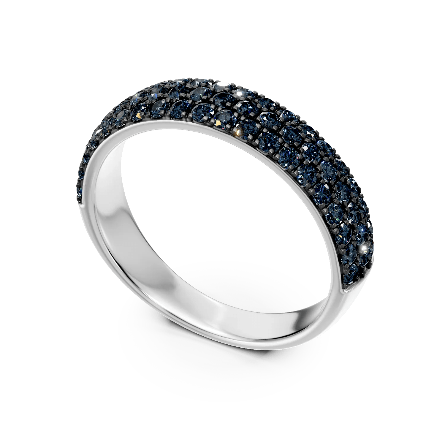 Inel semi eternity aur alb cu diamante albastre Inel semi eternity aur alb cu diamante albastre