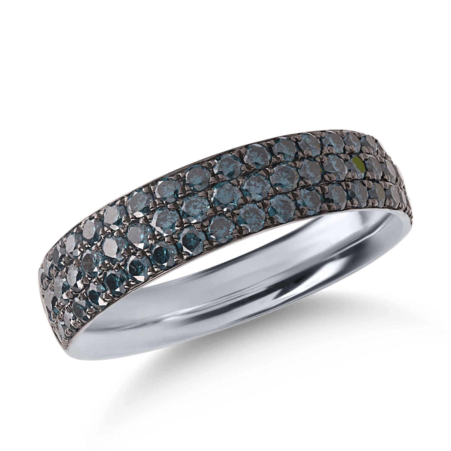 Inel din aur alb cu diamante albastre microsetting de 0.8ct Inel din aur alb cu diamante albastre microsetting de 0.8ct