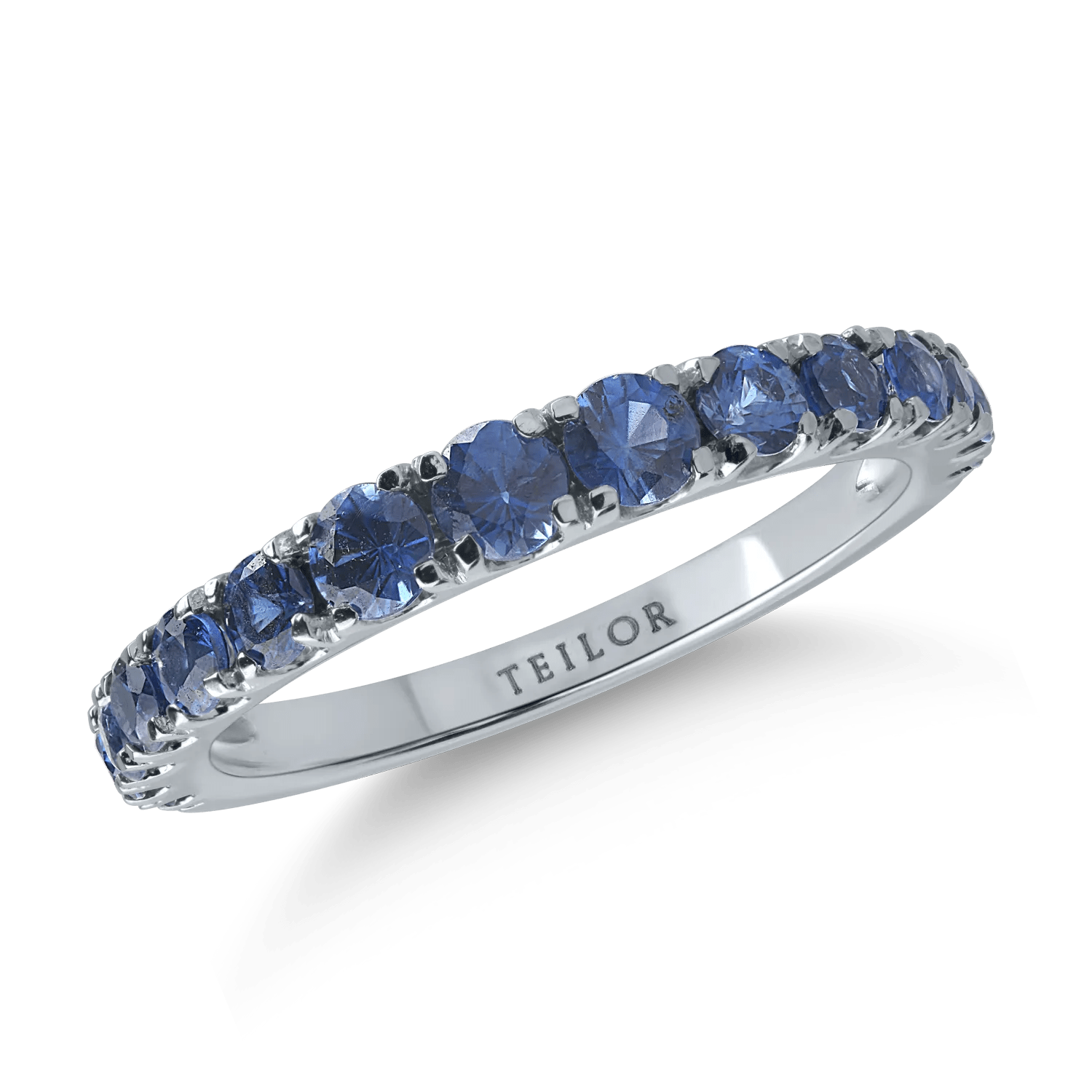 Inel semi eternity din aur alb cu safire de 1ct Inel semi eternity din aur alb cu safire de 1ct