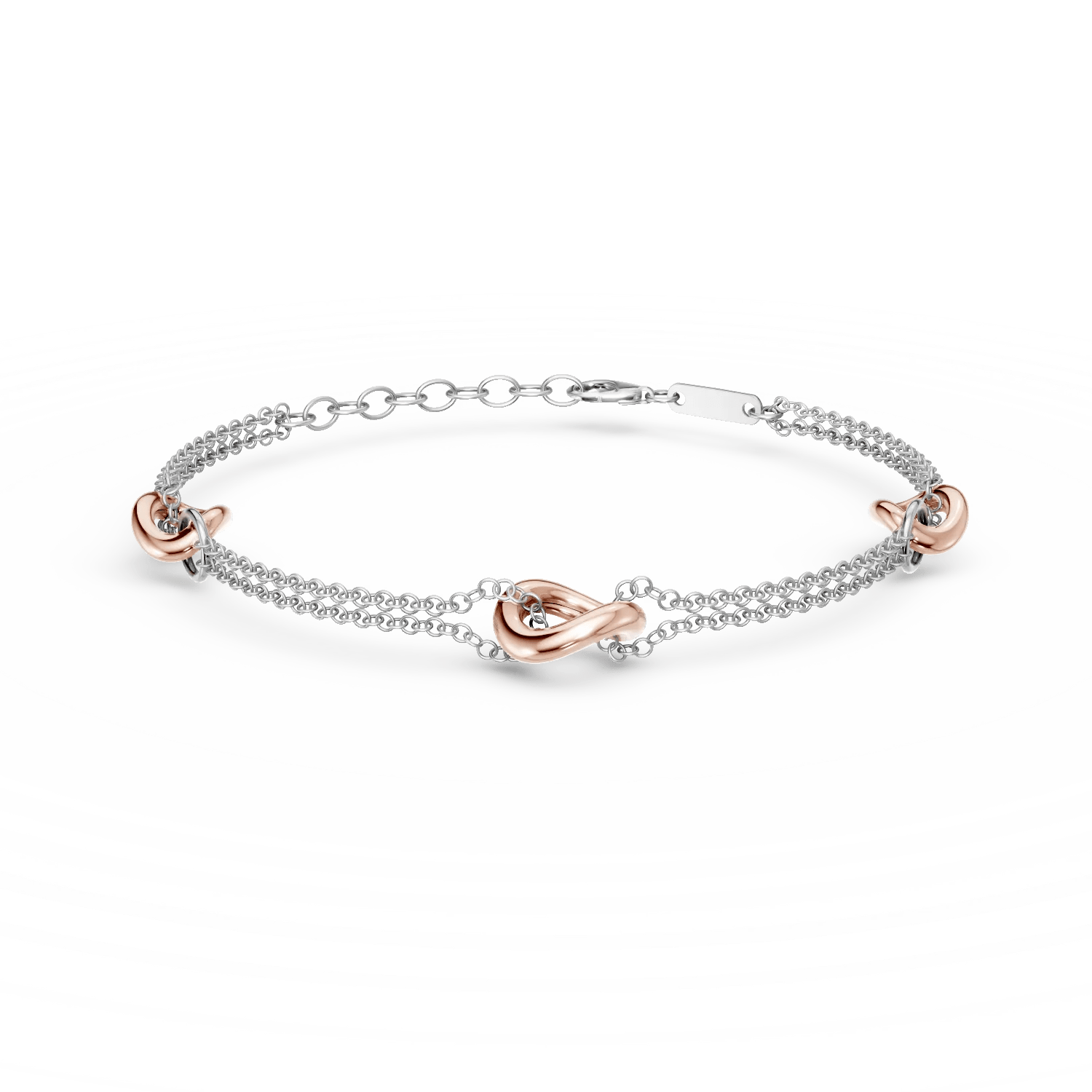 Brățară cu pandantive din aur alb și roz Brățară cu pandantive din aur alb și roz