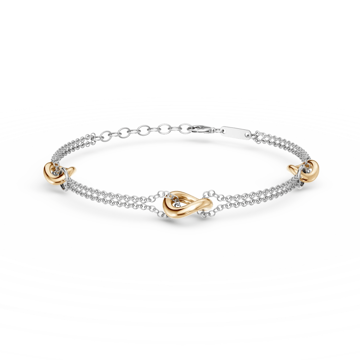 Brățară cu pandantive din aur alb și galben Brățară cu pandantive din aur alb și galben