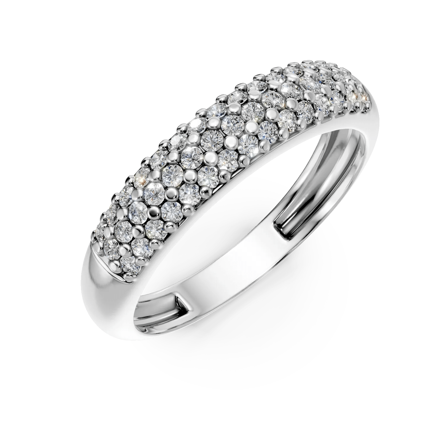 Inel din aur alb semi eternity cu zirconia microsetting Inel din aur alb semi eternity cu zirconia microsetting