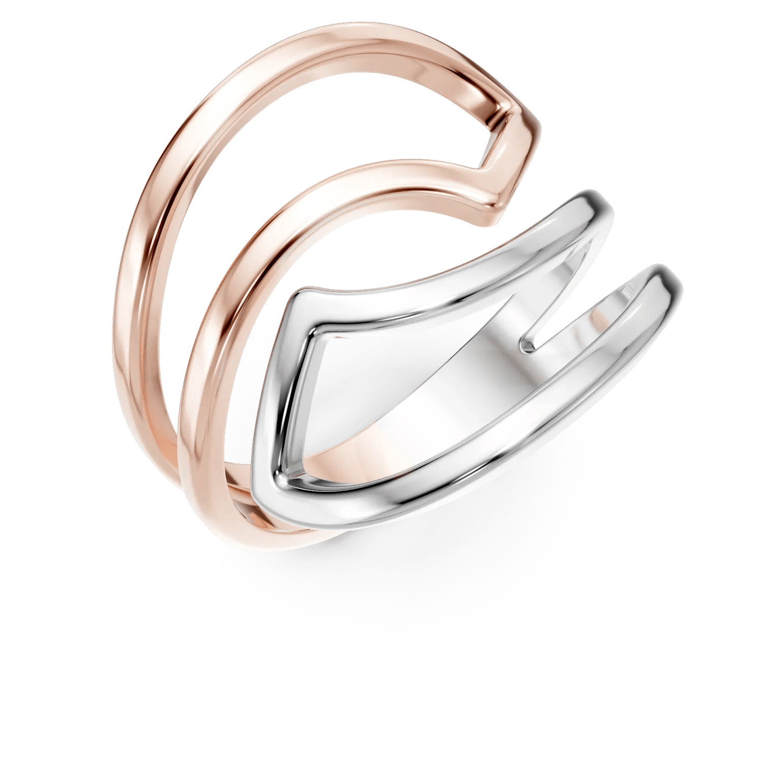 Inel geometric din aur alb și roz Inel geometric din aur alb și roz