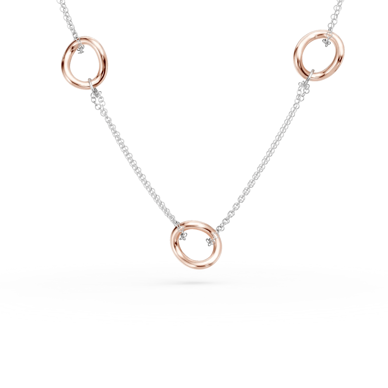 Lanț cu pandantive din aur alb-roz Lanț cu pandantive din aur alb-roz