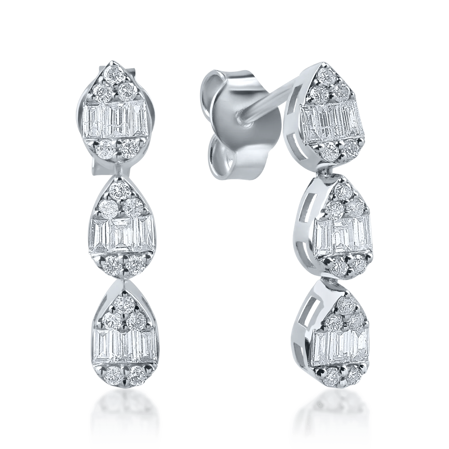 Cercei din aur alb cu diamante baguette 0.44ct Cercei din aur alb cu diamante baguette 0.44ct