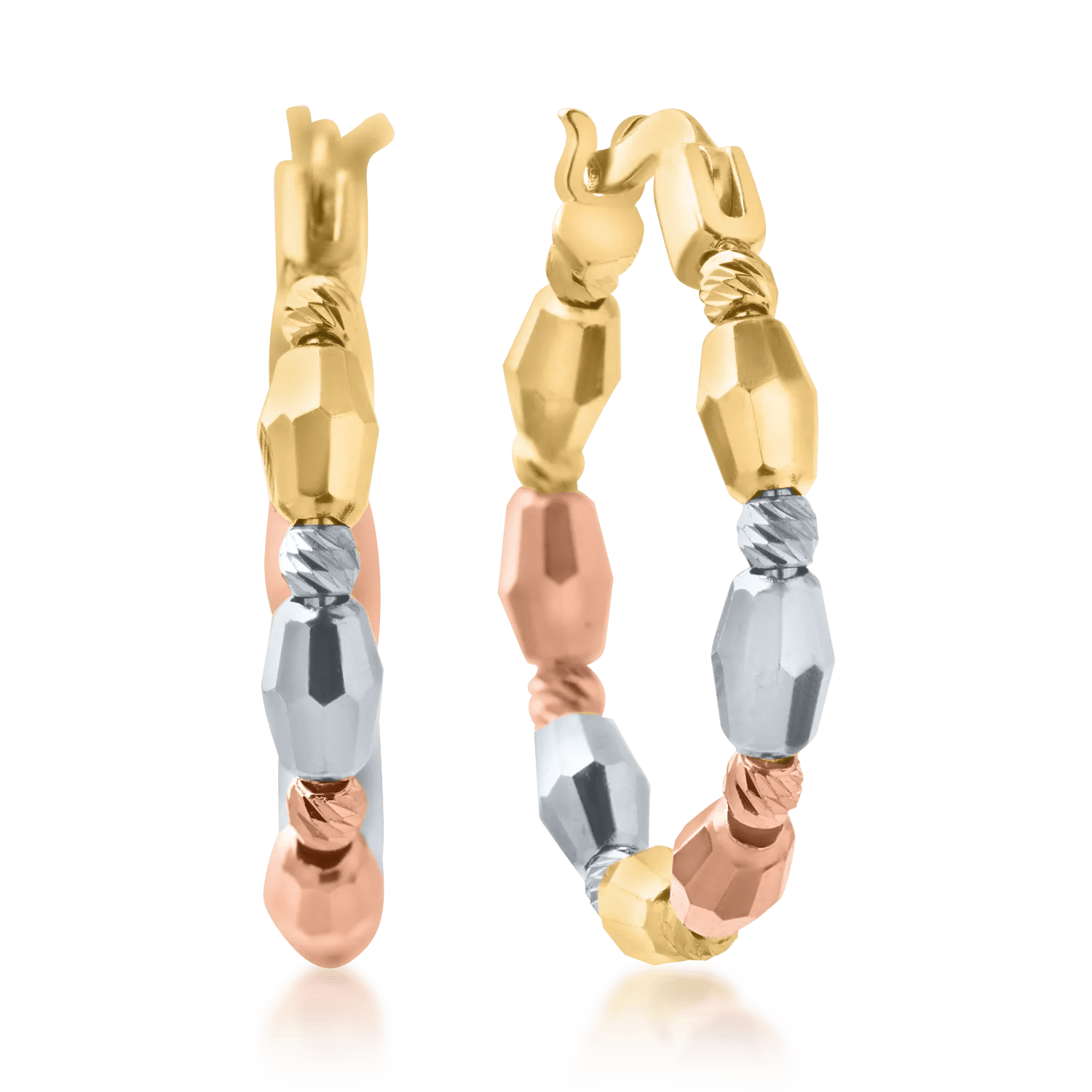 Cercei aur galben, alb și roz Cercei aur galben, alb și roz