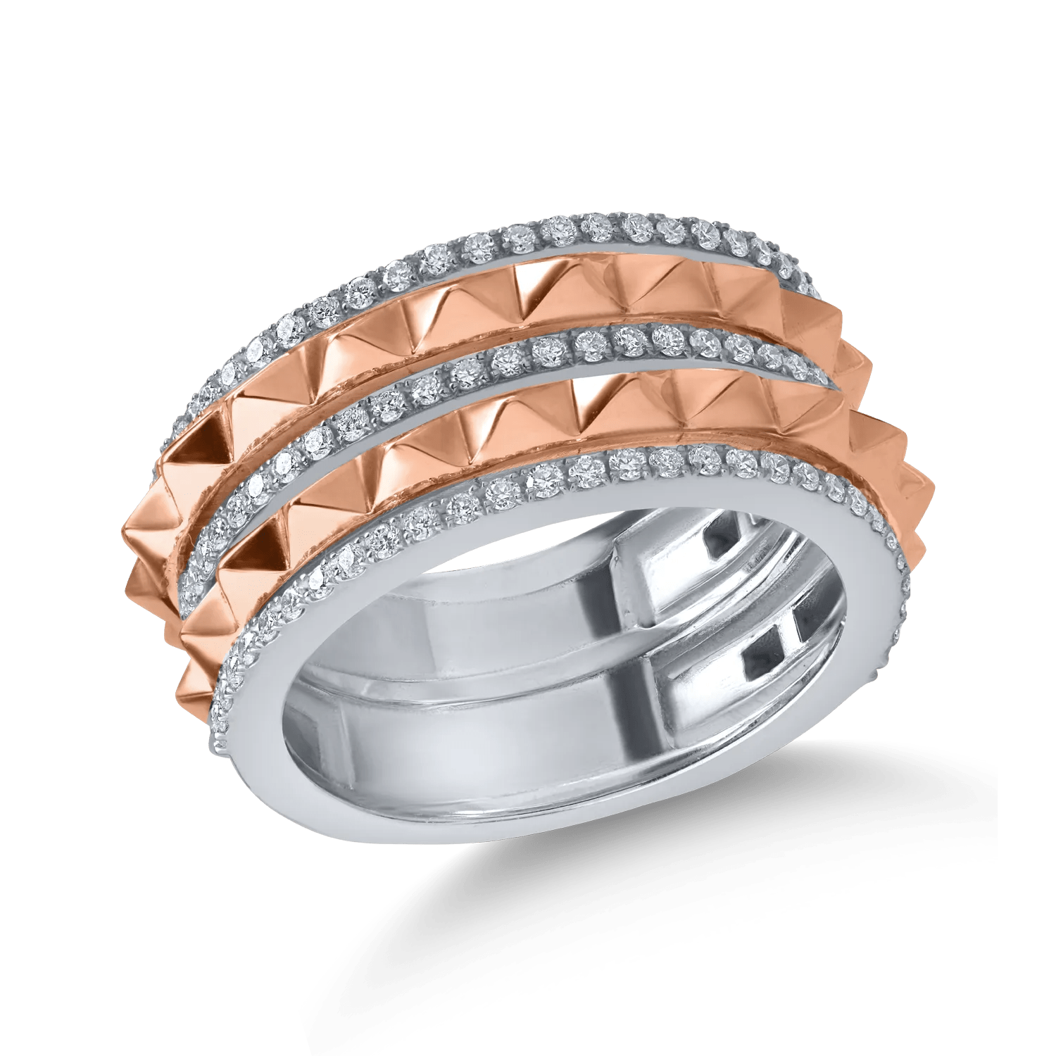 Inel din aur alb-roz cu diamante baguette de 0.4ct Inel din aur alb-roz cu diamante baguette de 0.4ct