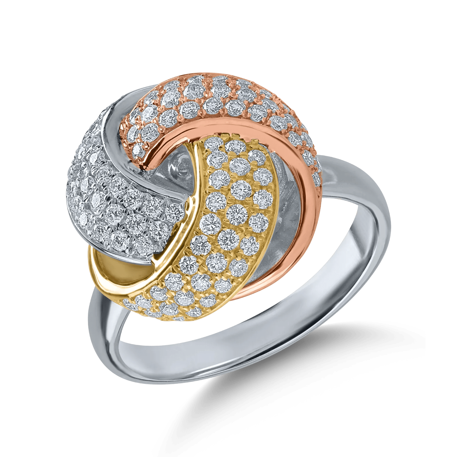 Inel din aur alb, roz și galben cu diamante de 0.78ct Inel din aur alb, roz și galben cu diamante de 0.78ct