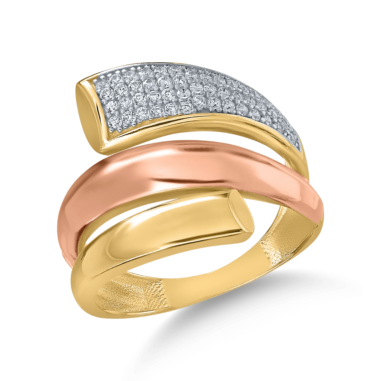 Inel din aur galben, alb și roz Inel din aur galben, alb și roz