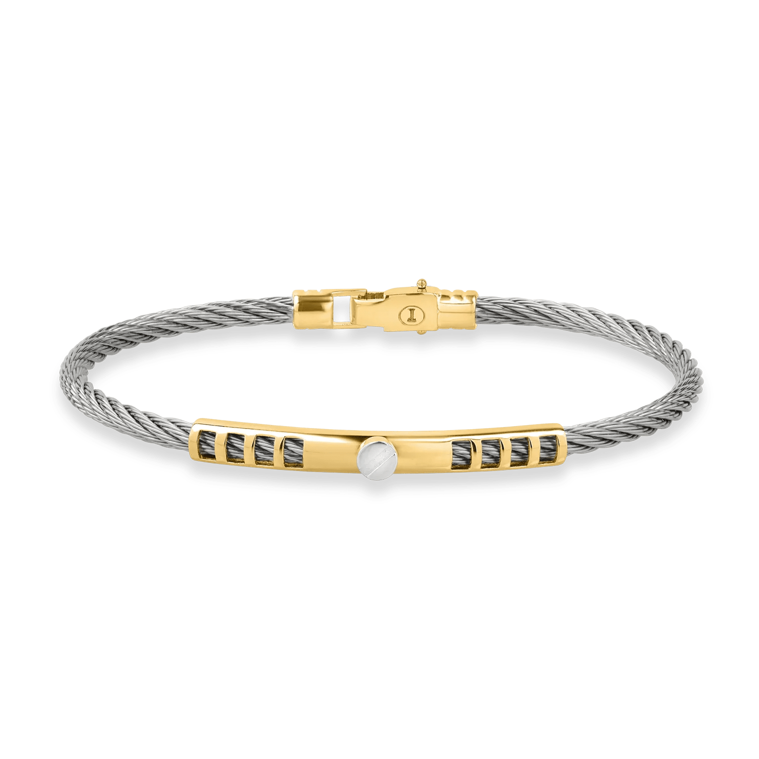 Brățară din aur alb-galben și oțel pentru bărbați Brățară din aur alb-galben și oțel pentru bărbați
