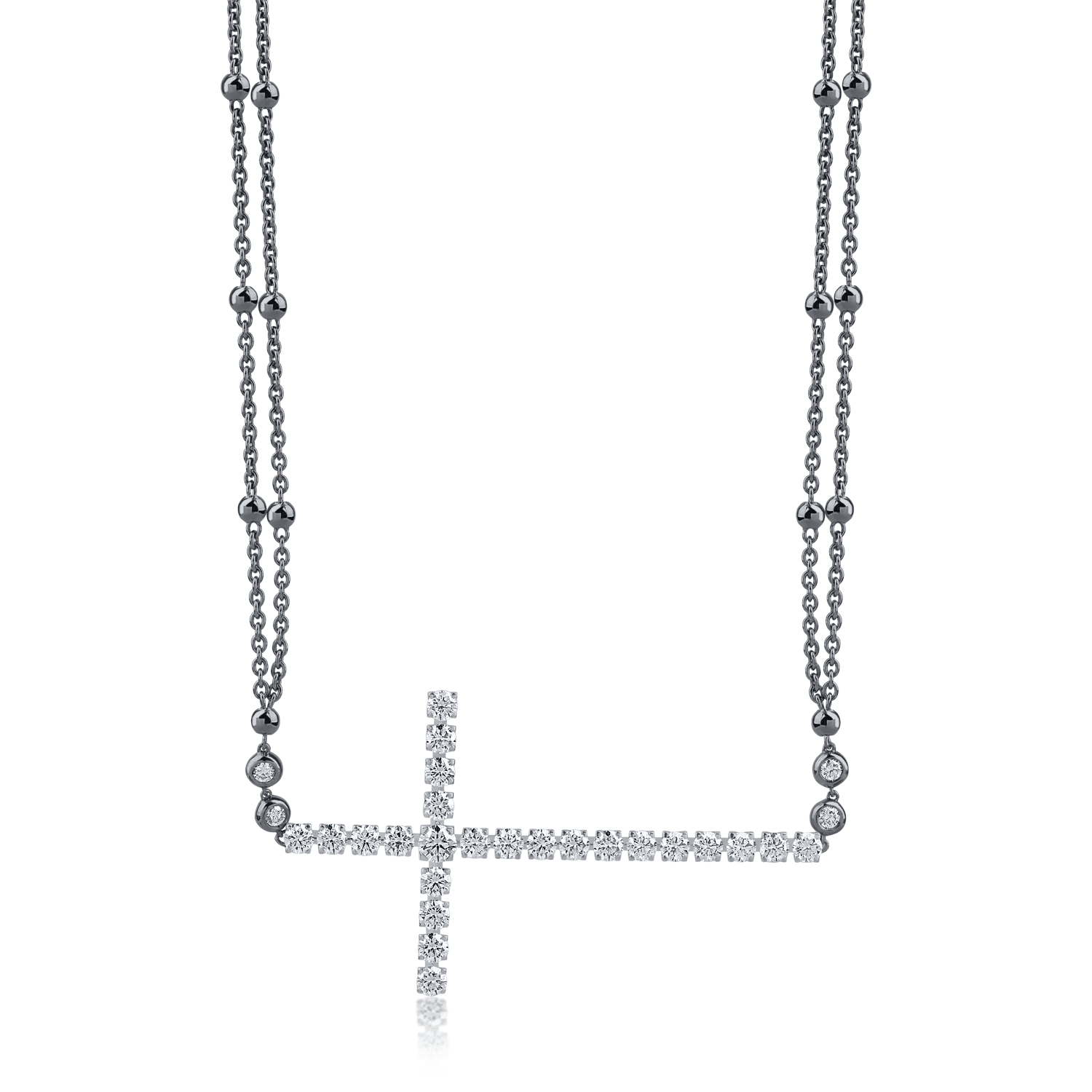 Lant cu pandantiv cruce din aur negru cu diamante 3.23ct Lant cu pandantiv cruce din aur negru cu diamante 3.23ct