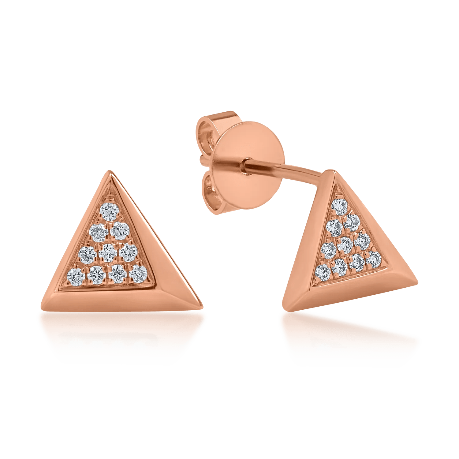 Cercei aur roz cu diamante de 0.056ct, design geometric Cercei aur roz cu diamante de 0.056ct, design geometric