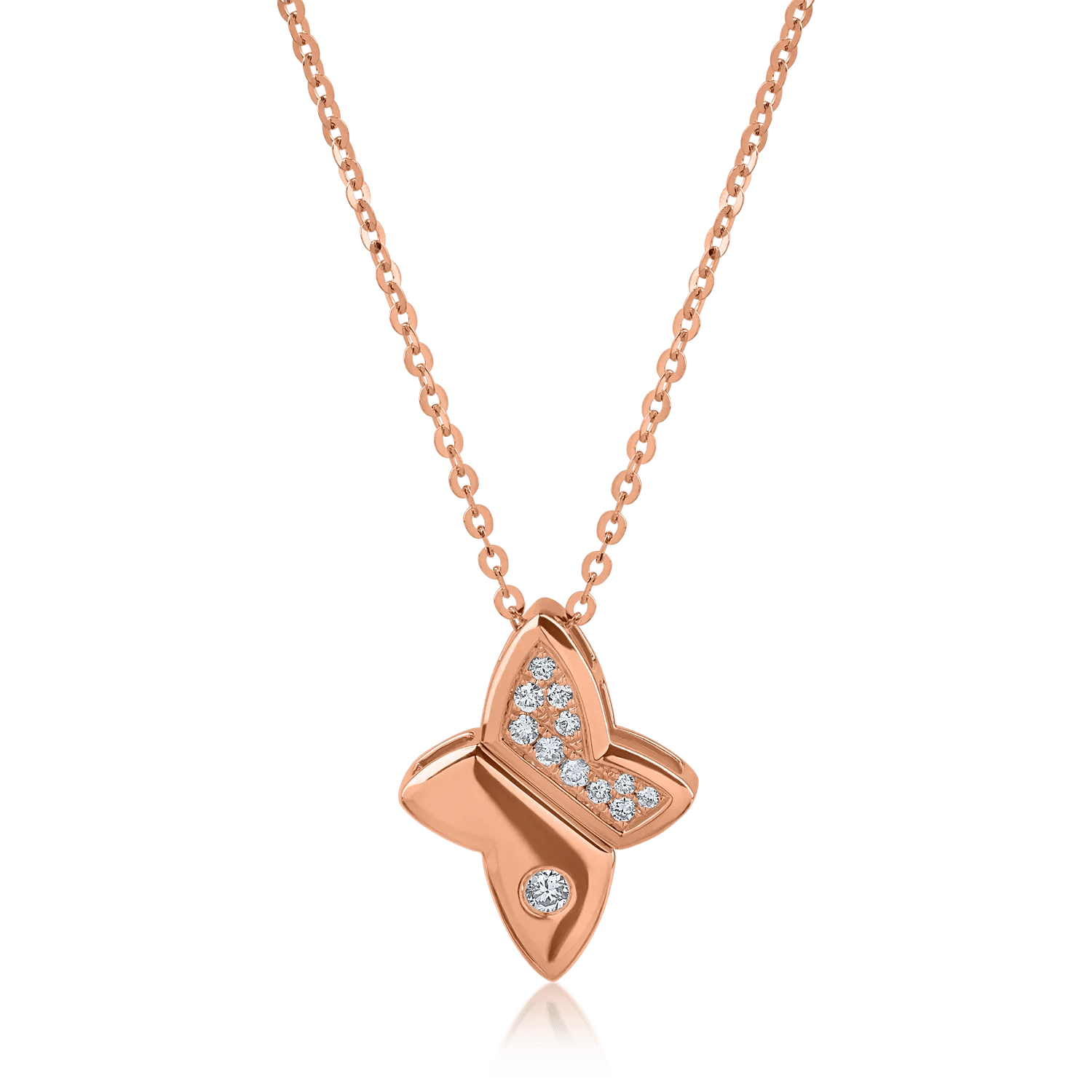 Lanț cu pandantiv din aur roz și diamante de 0.082ct Lanț cu pandantiv din aur roz și diamante de 0.082ct