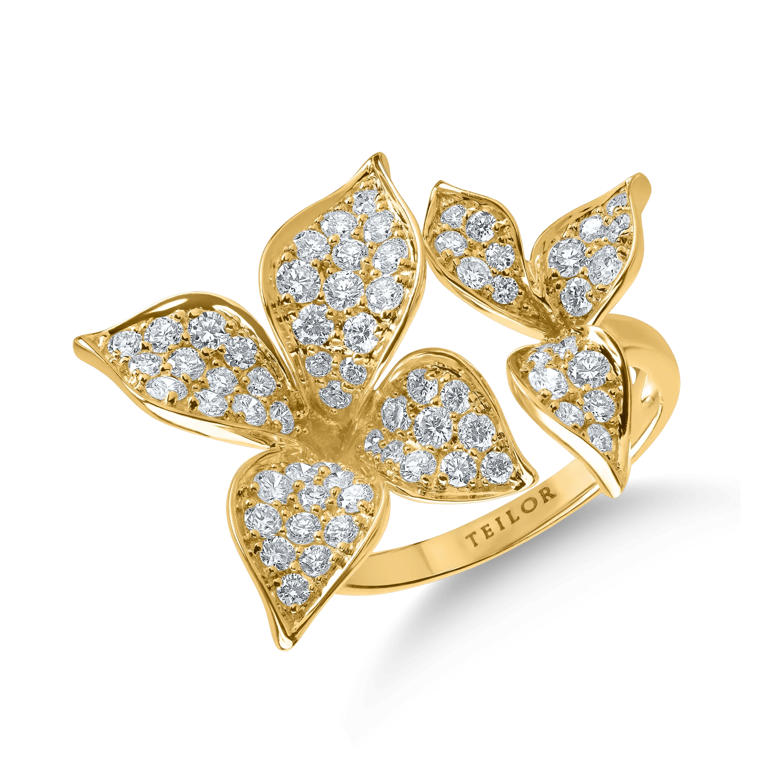 Inel floral din aur galben cu diamante de 1.25ct Inel floral din aur galben cu diamante de 1.25ct