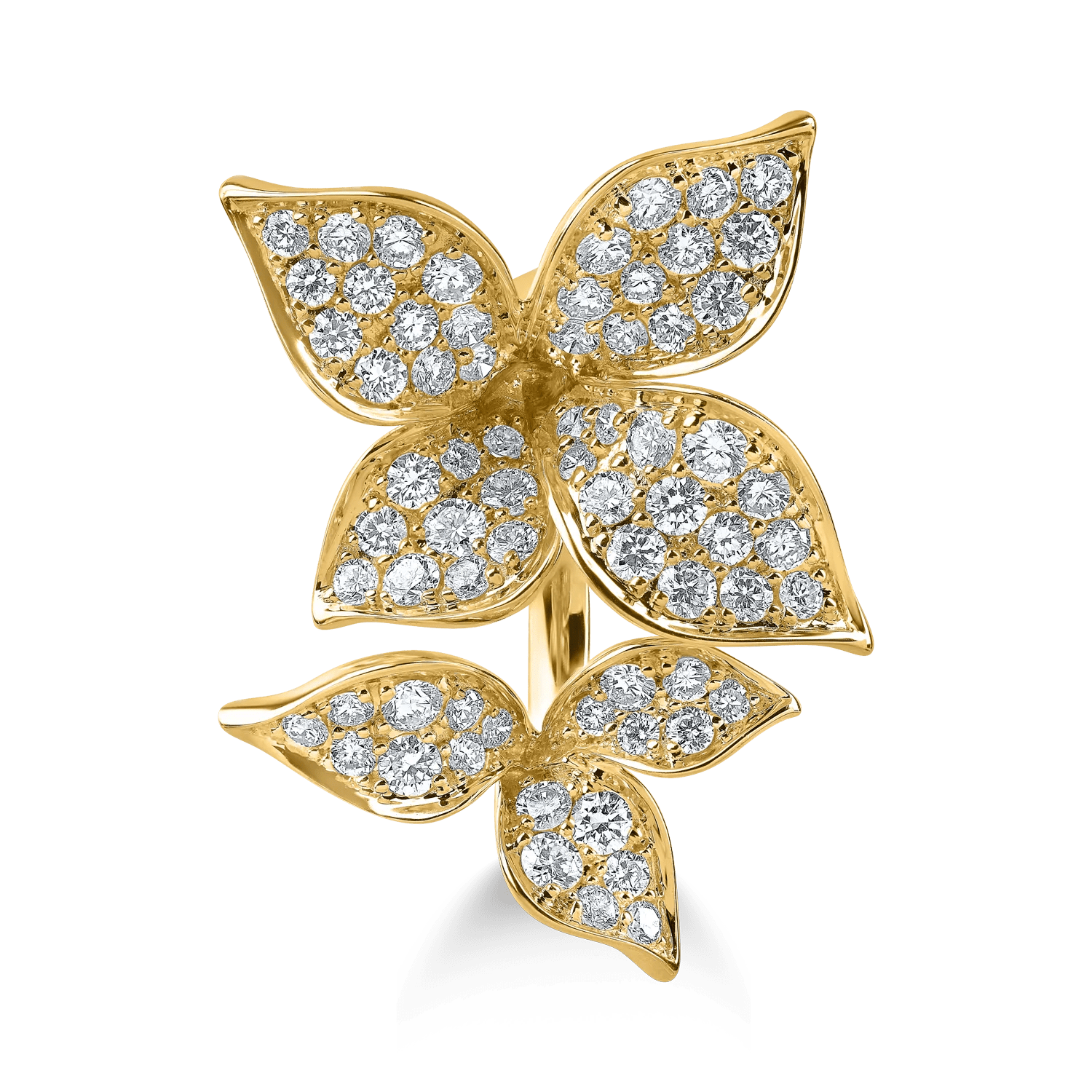 Inel floral din aur galben cu diamante 1.25ct Inel floral din aur galben cu diamante 1.25ct