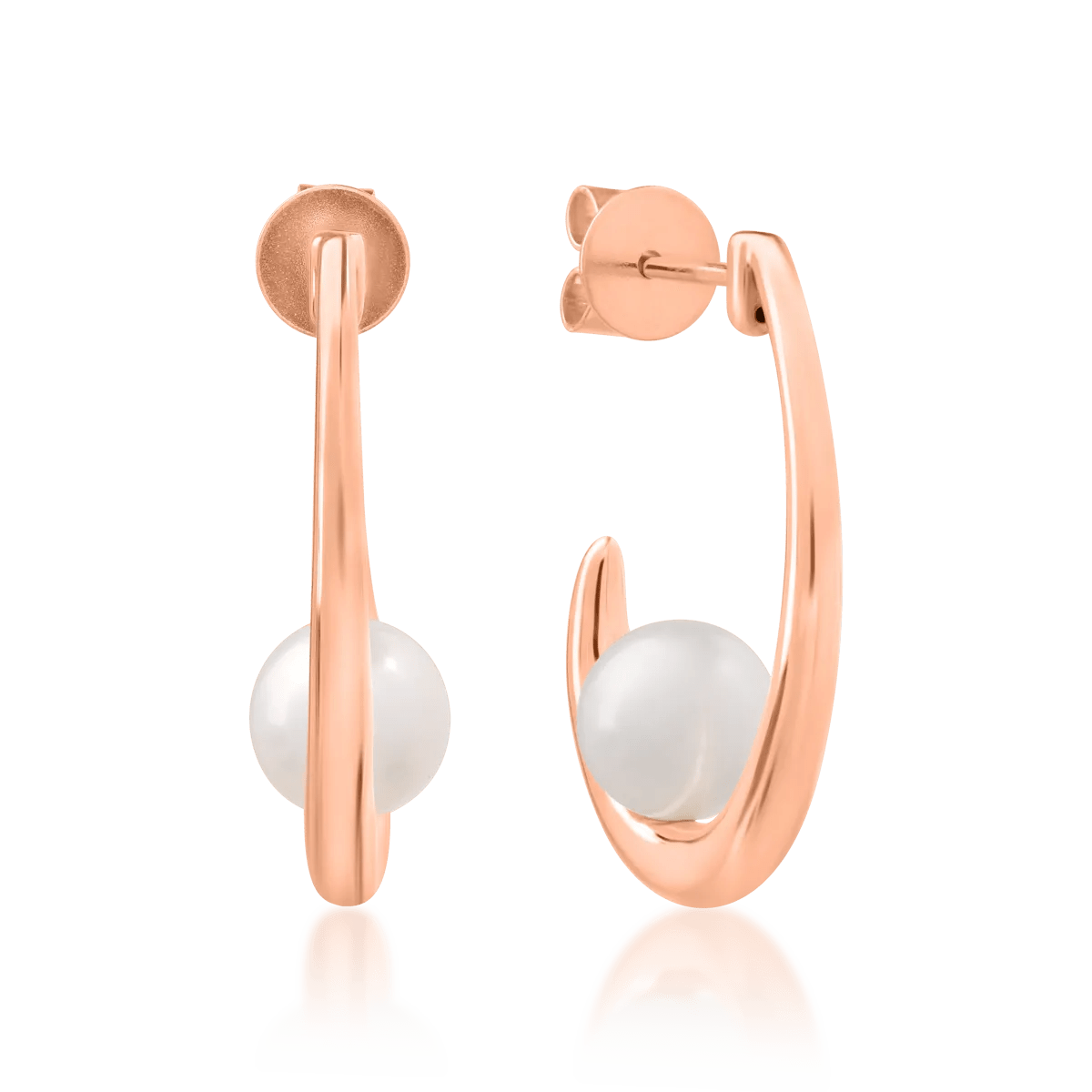 Cercei din aur roz cu perle de apă dulce de 3.9ct Cercei din aur roz cu perle de apă dulce de 3.9ct