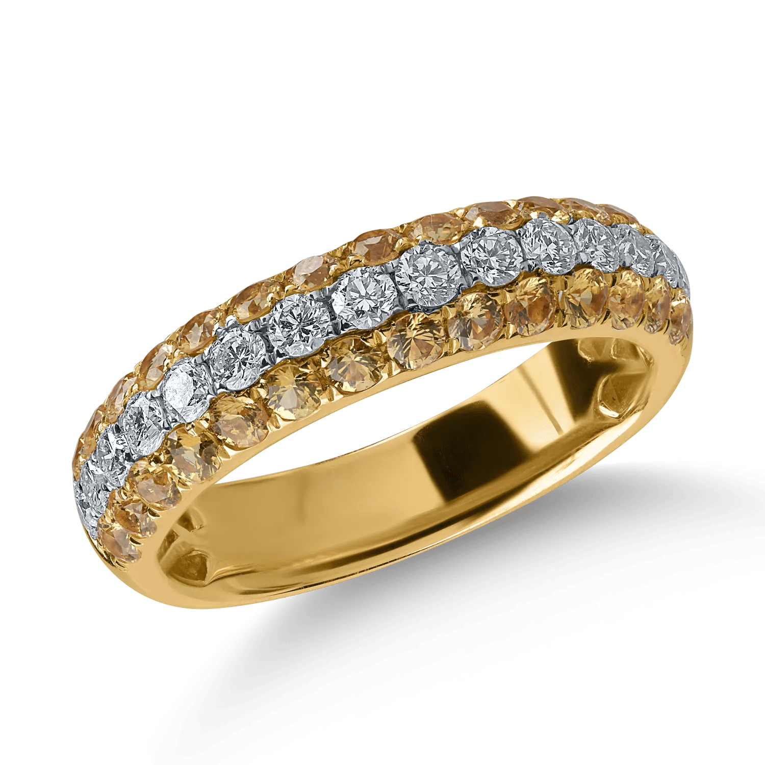 Inel semi-eternity din aur galben cu safire galbene 0.88ct și diamante 0.49ct Inel semi-eternity din aur galben cu safire galbene 0.88ct și diamante 0.49ct