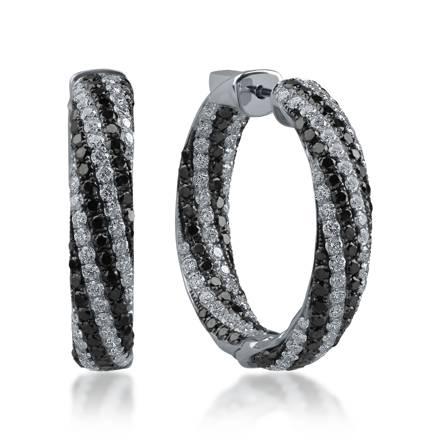 Cercei din aur alb cu diamante negre 1.84ct și diamante incolore 1.7ct Cercei din aur alb cu diamante negre 1.84ct și diamante incolore 1.7ct