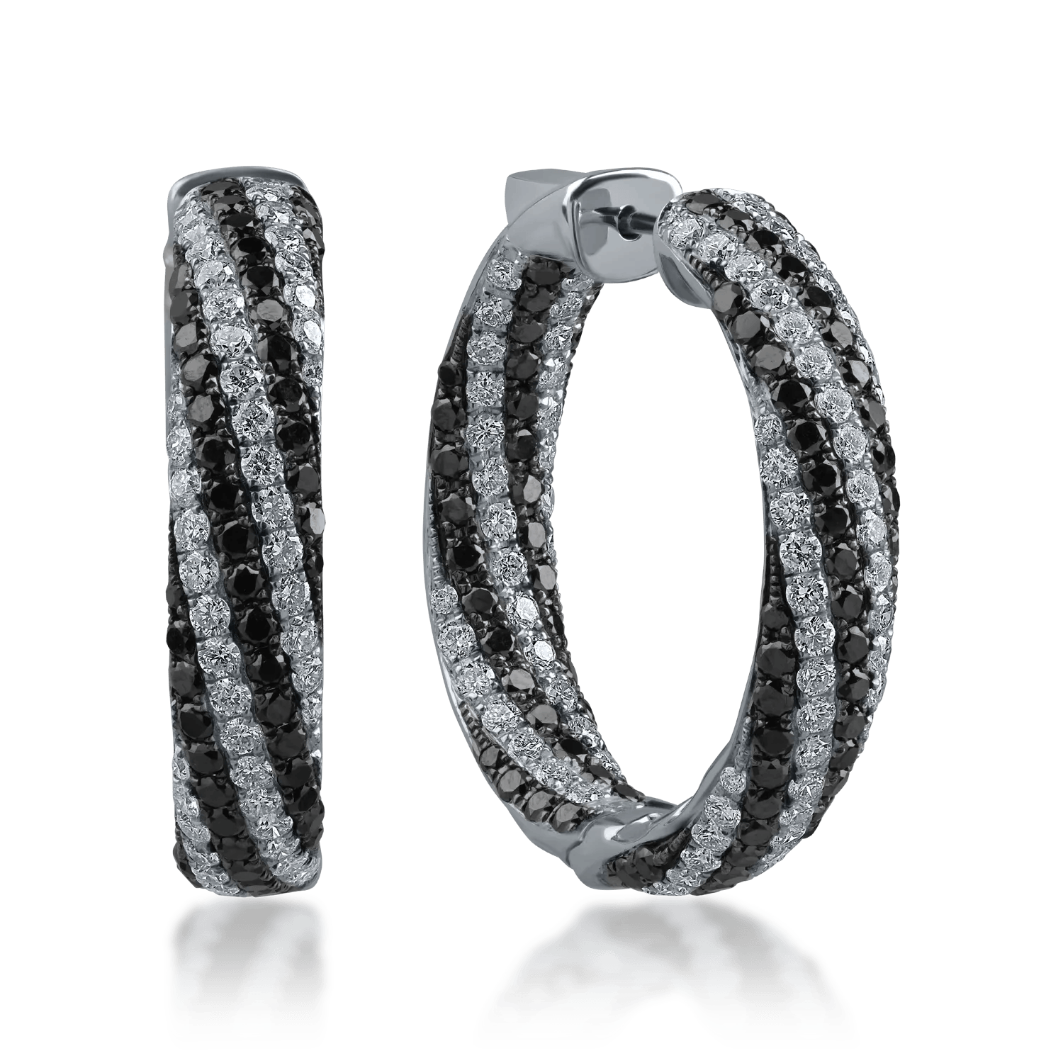 Cercei din aur alb cu diamante negre de 1.84ct și diamante incolore de 1.7ct – Teilor Cercei din aur alb cu diamante negre de 1.84ct și diamante incolore de 1.7ct – Teilor