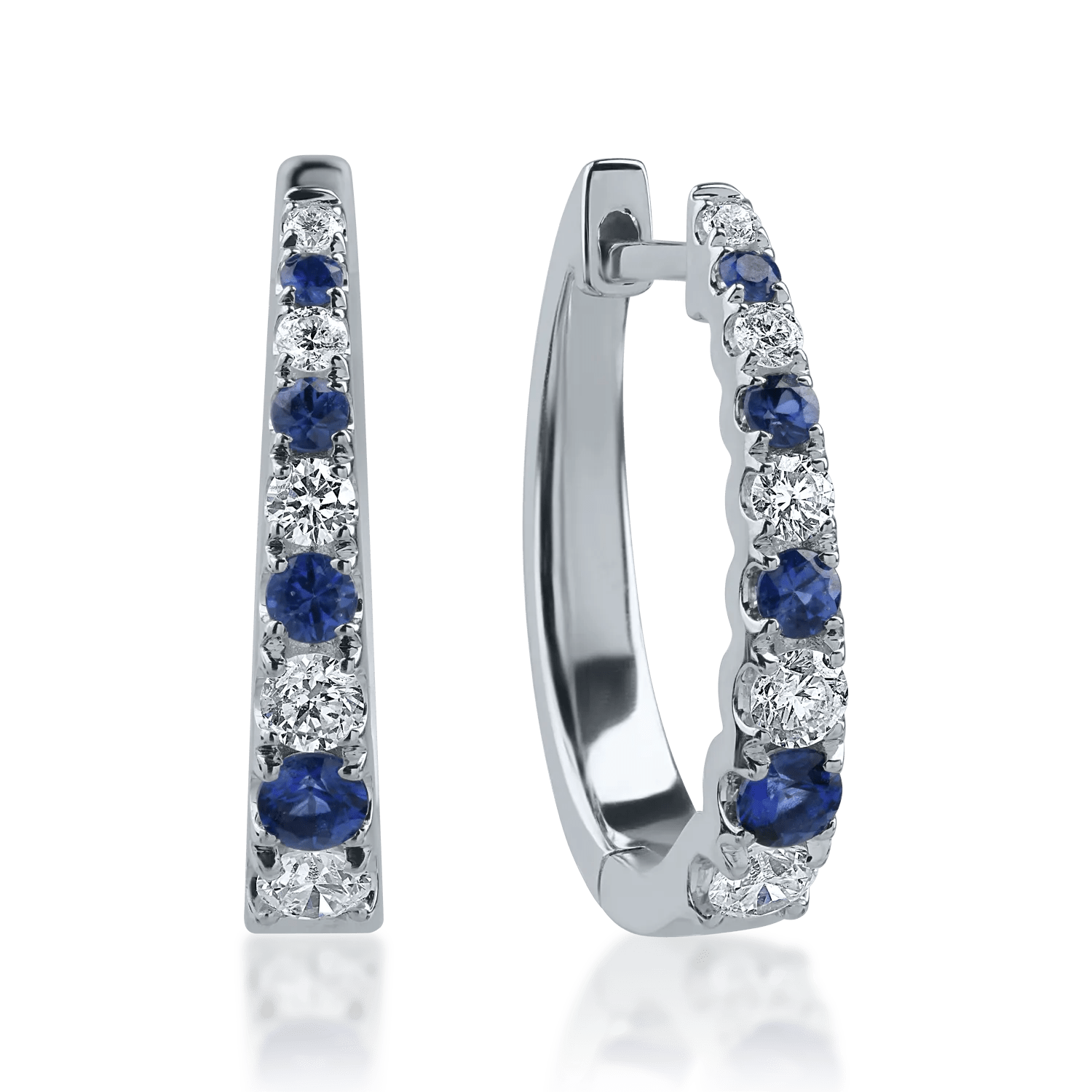 Cercei din aur alb cu safire de 0.39ct și diamante de 0.41ct Cercei din aur alb cu safire de 0.39ct și diamante de 0.41ct