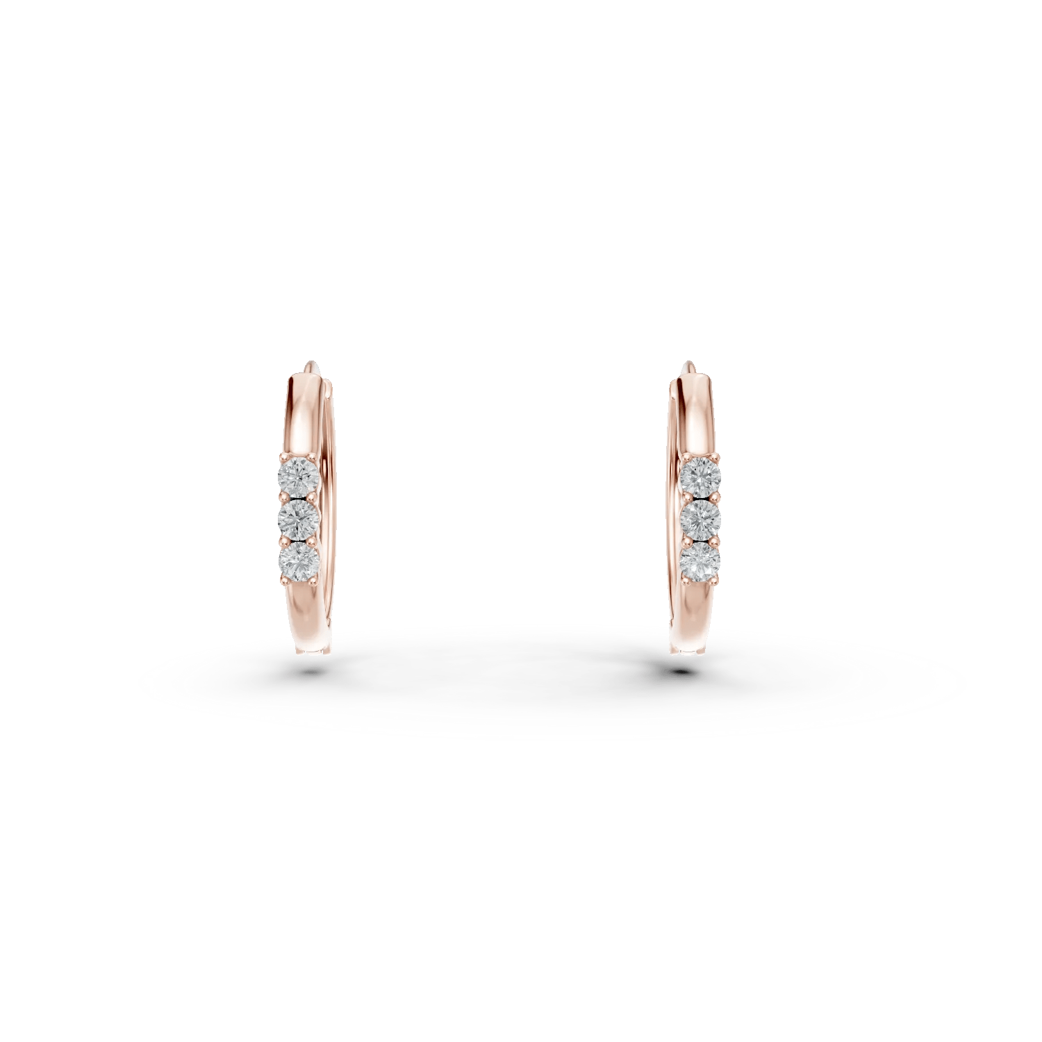Cercei creole din aur roz pentru copii cu diamante de 0.05ct Cercei creole din aur roz pentru copii cu diamante de 0.05ct