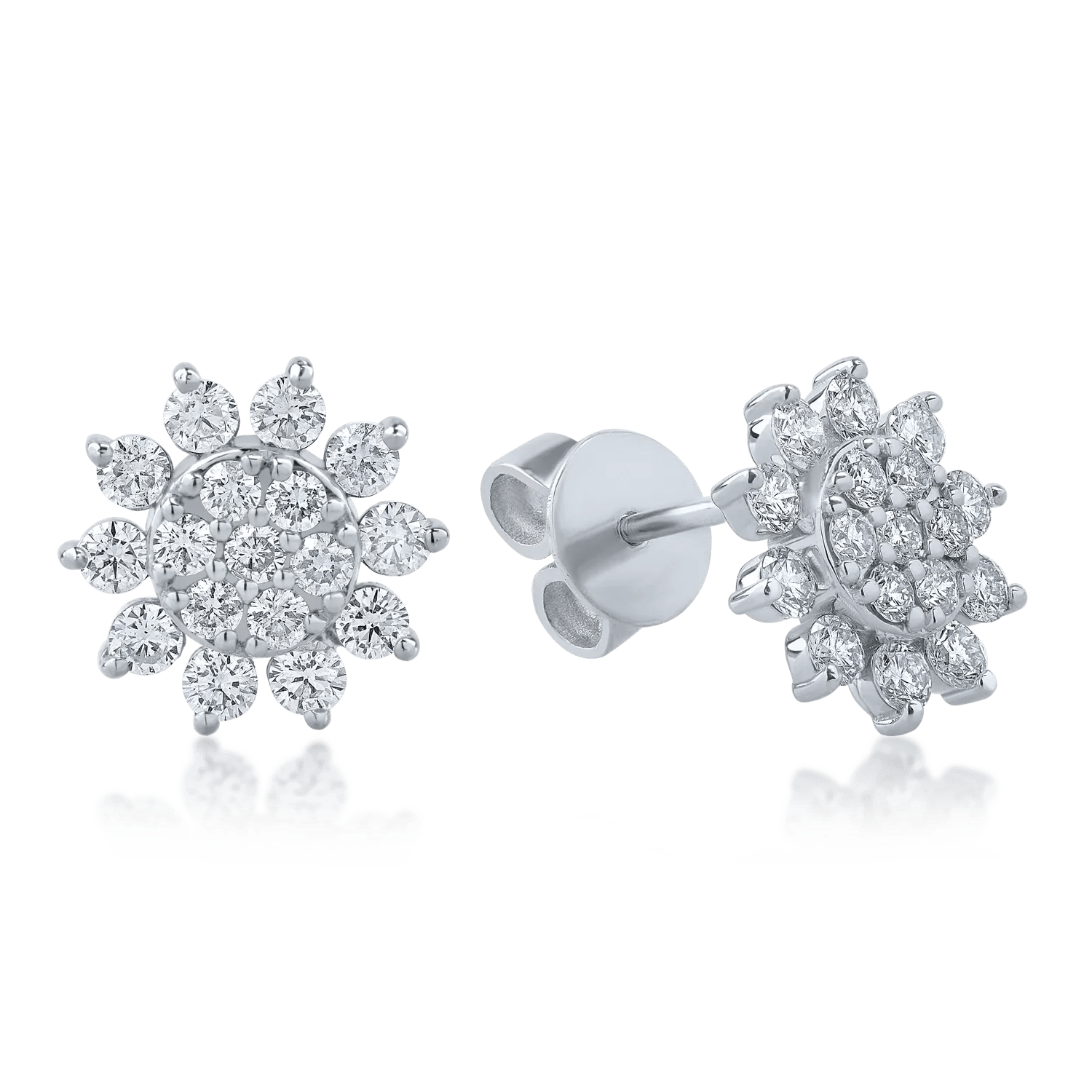 Cercei florali din aur alb cu diamante de 1.02ct – Teilor Cercei florali din aur alb cu diamante de 1.02ct – Teilor