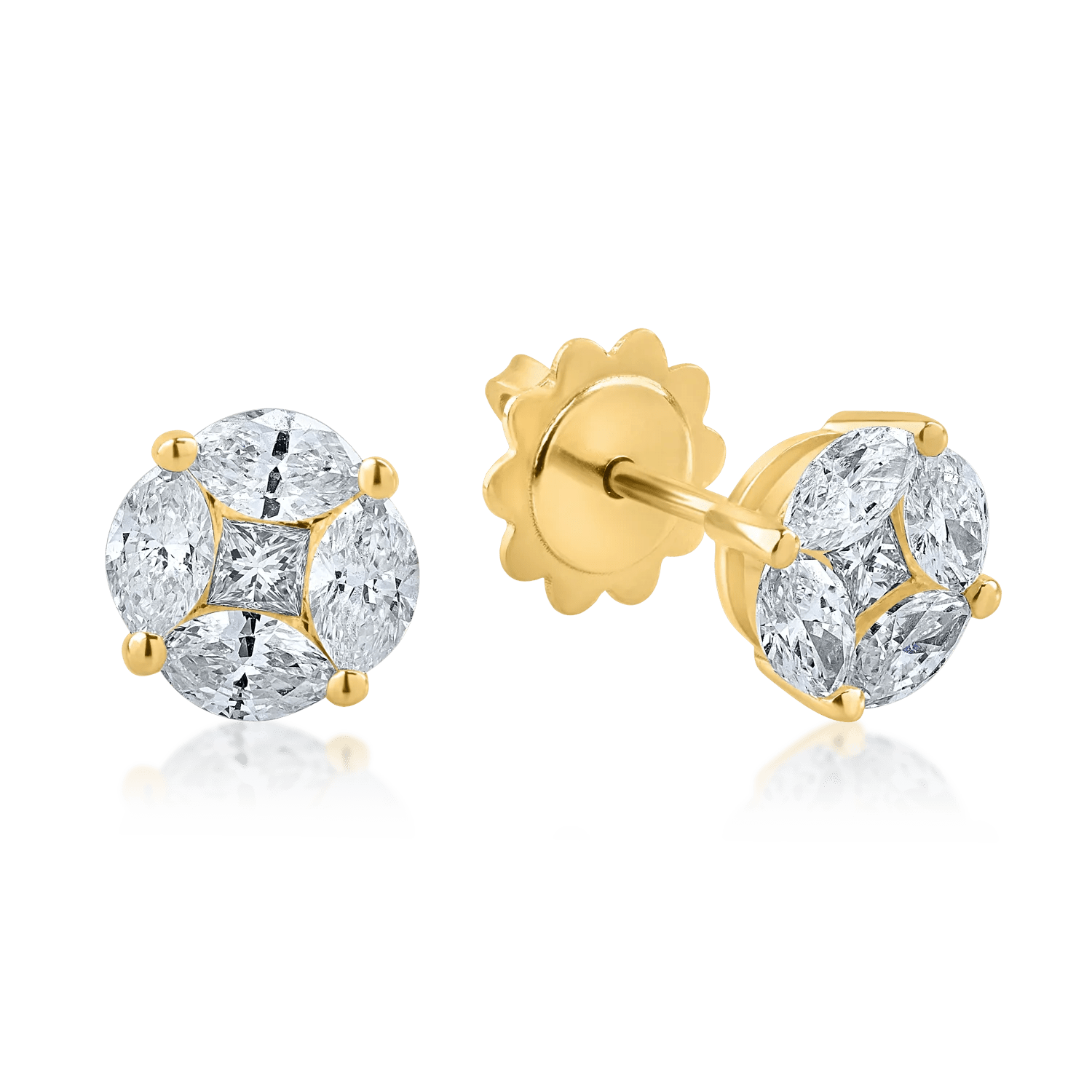 Cercei din aur galben cu diamante 1.13ct Cercei din aur galben cu diamante 1.13ct
