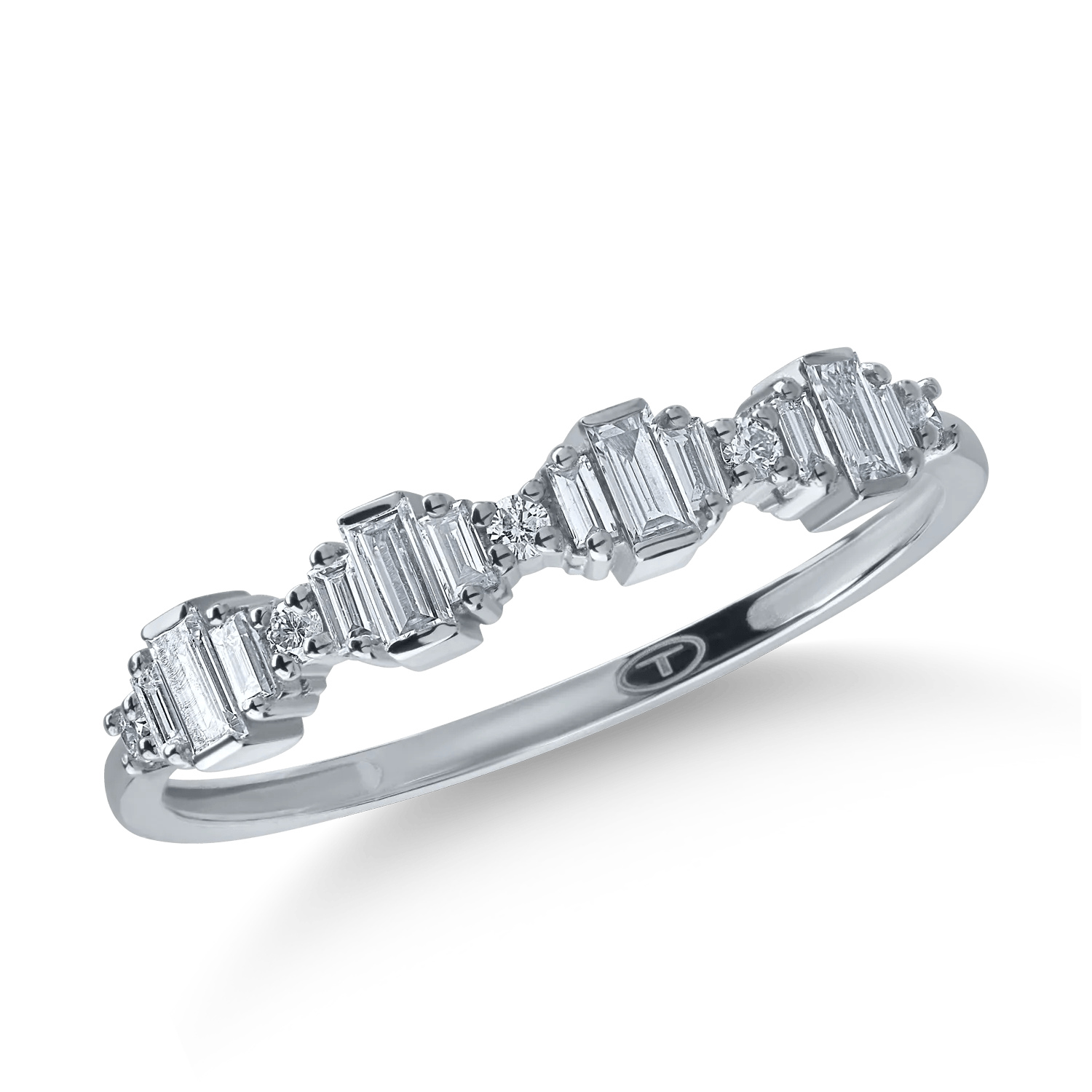 Inel din aur alb cu diamante baguette 0.2ct Inel din aur alb cu diamante baguette 0.2ct
