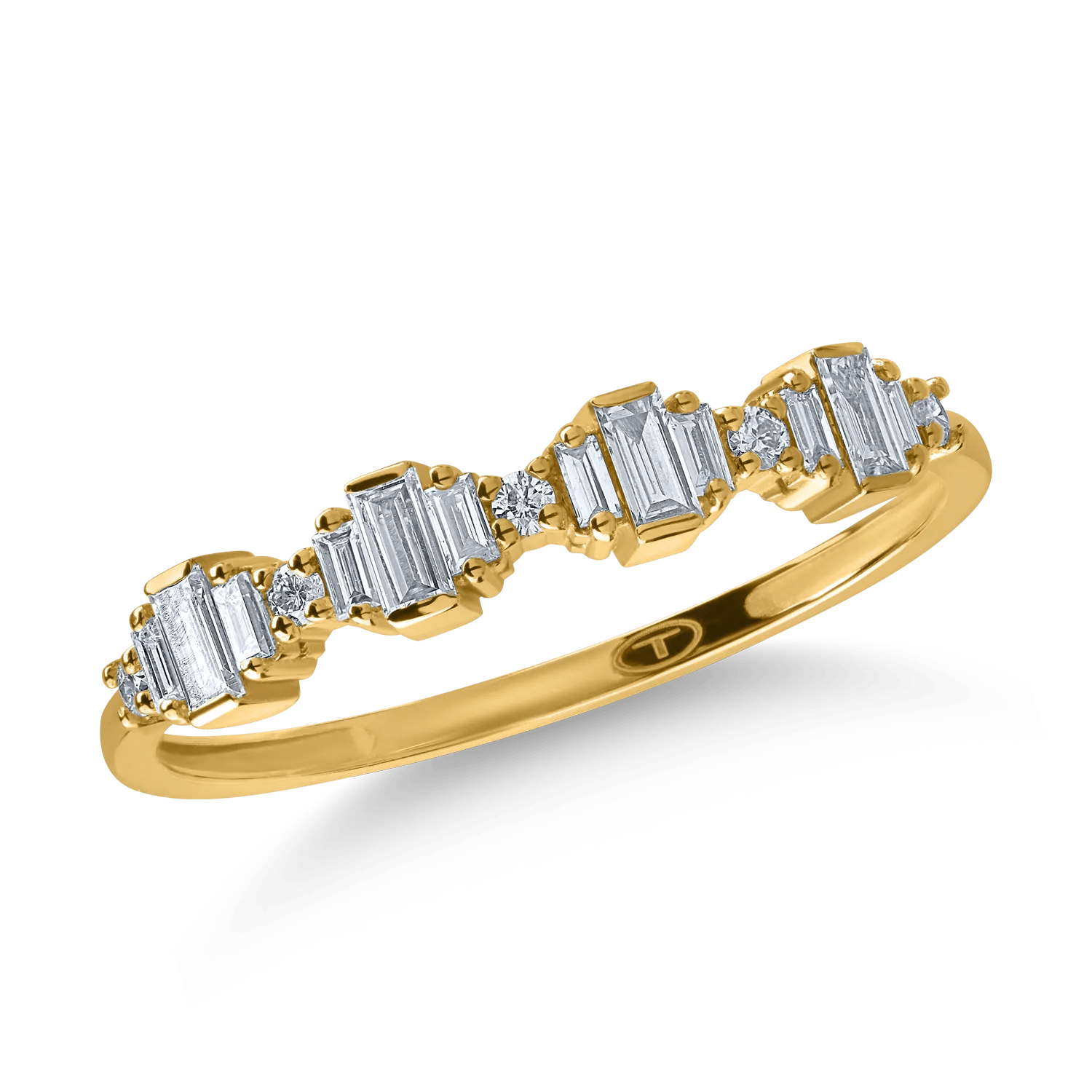 Inel aur galben cu diamante baguette 0.2ct Inel aur galben cu diamante baguette 0.2ct