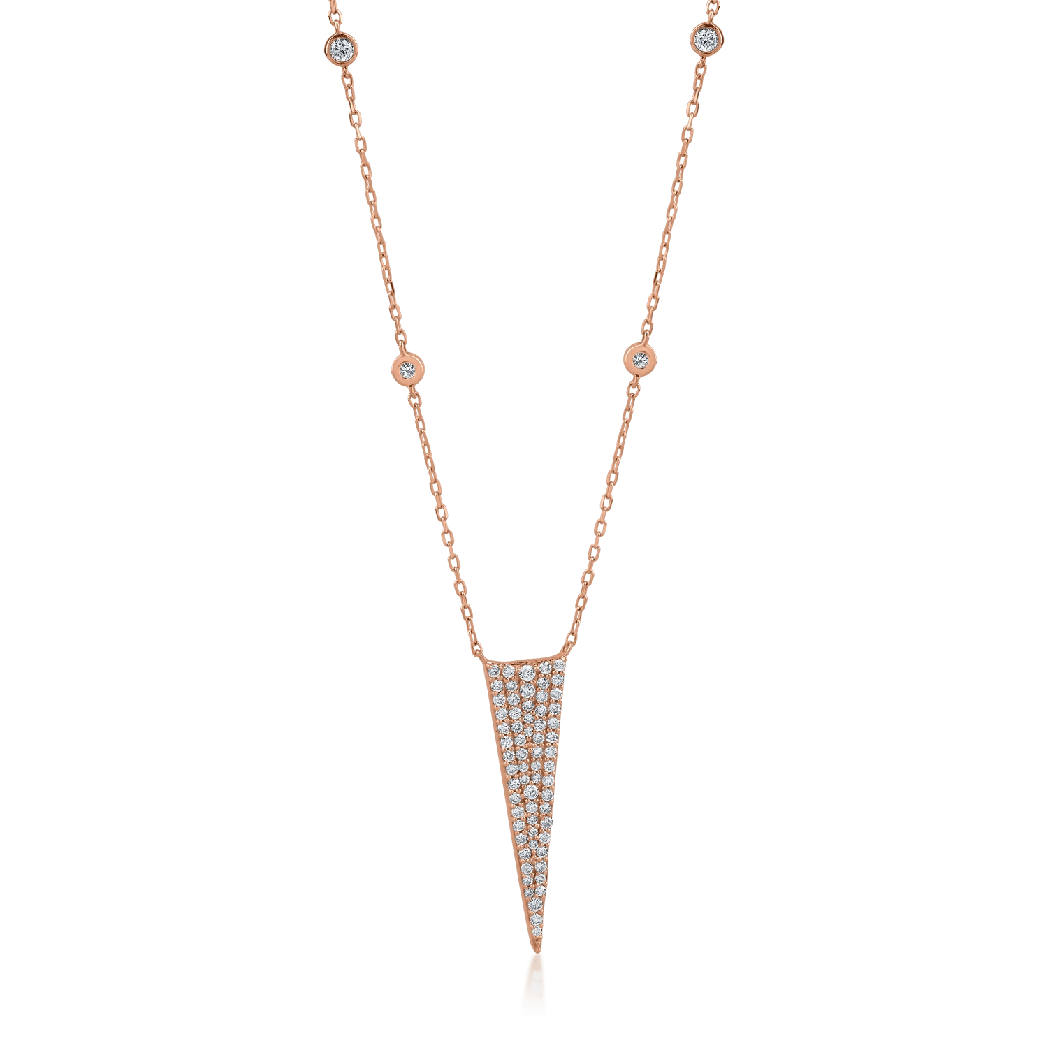 Lanț cu pandantiv geometric din aur roz cu diamante de 0.54ct Lanț cu pandantiv geometric din aur roz cu diamante de 0.54ct