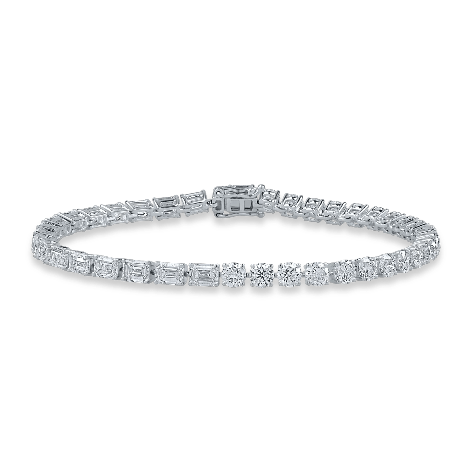 Brățară tennis din aur alb cu diamante emerald și rotunde de 7.86ct Brățară tennis din aur alb cu diamante emerald și rotunde de 7.86ct