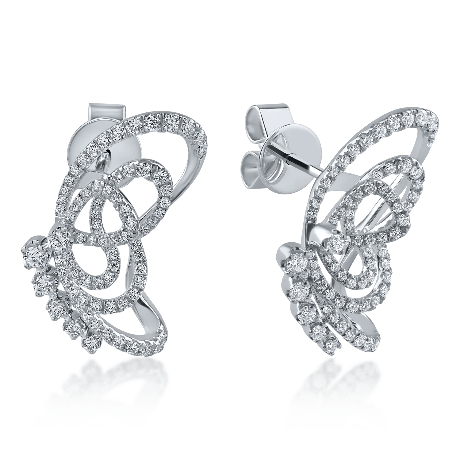 Cercei fluture din aur alb cu diamante de 0.7ct Cercei fluture din aur alb cu diamante de 0.7ct