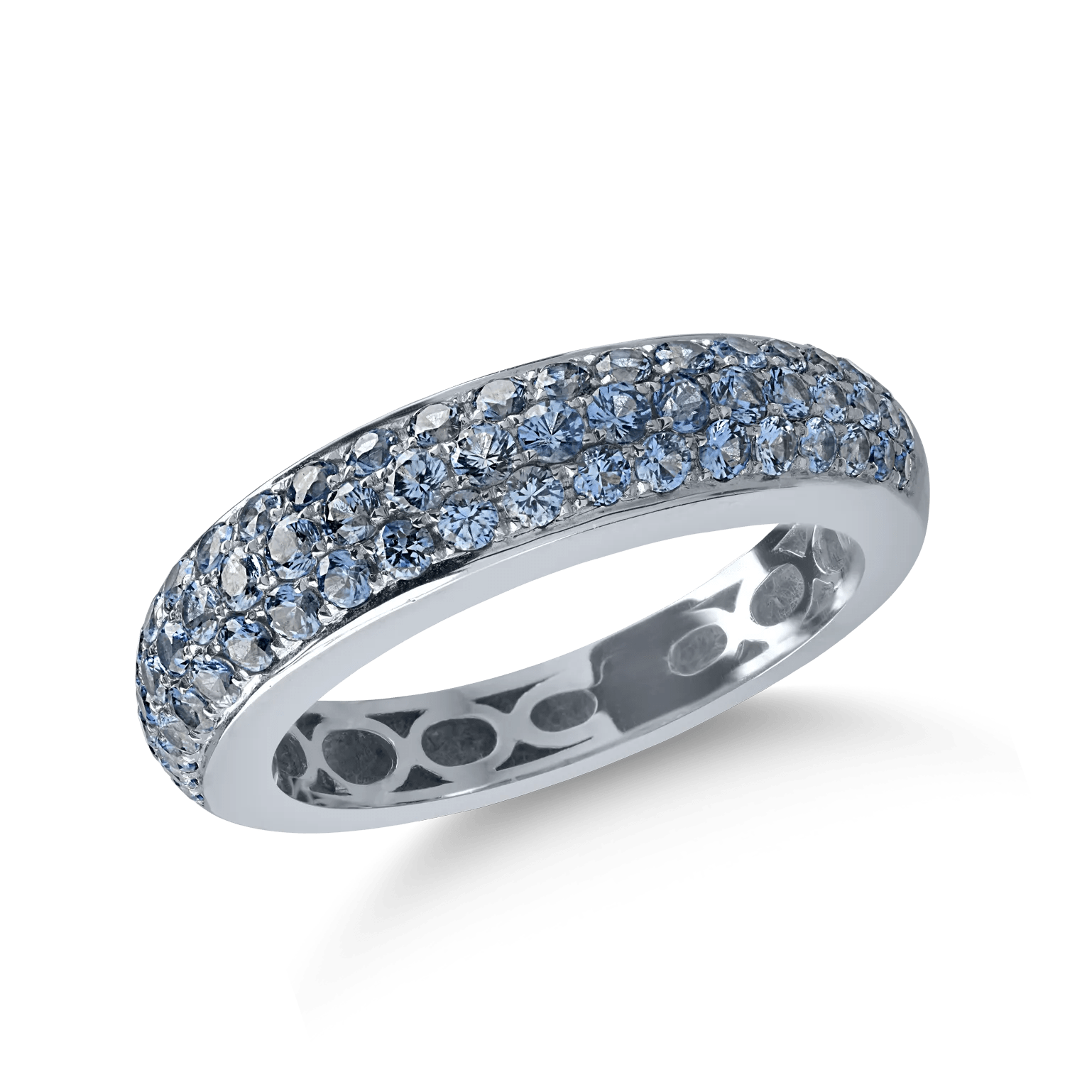 Inel semi-eternity din aur alb cu safire albastre de 1.13ct Inel semi-eternity din aur alb cu safire albastre de 1.13ct