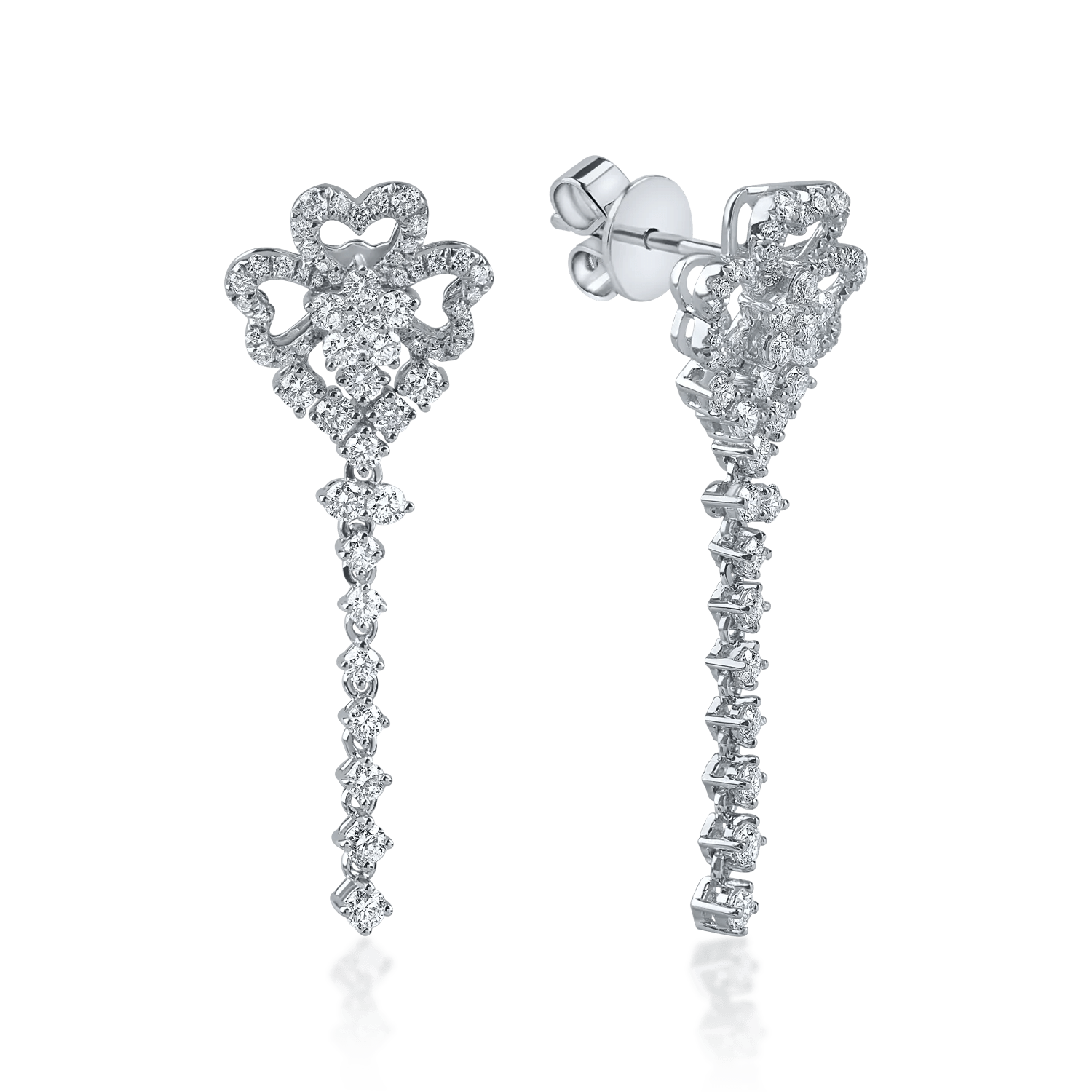 Cercei din aur alb cu diamante baguette, 1.264ct Cercei din aur alb cu diamante baguette, 1.264ct