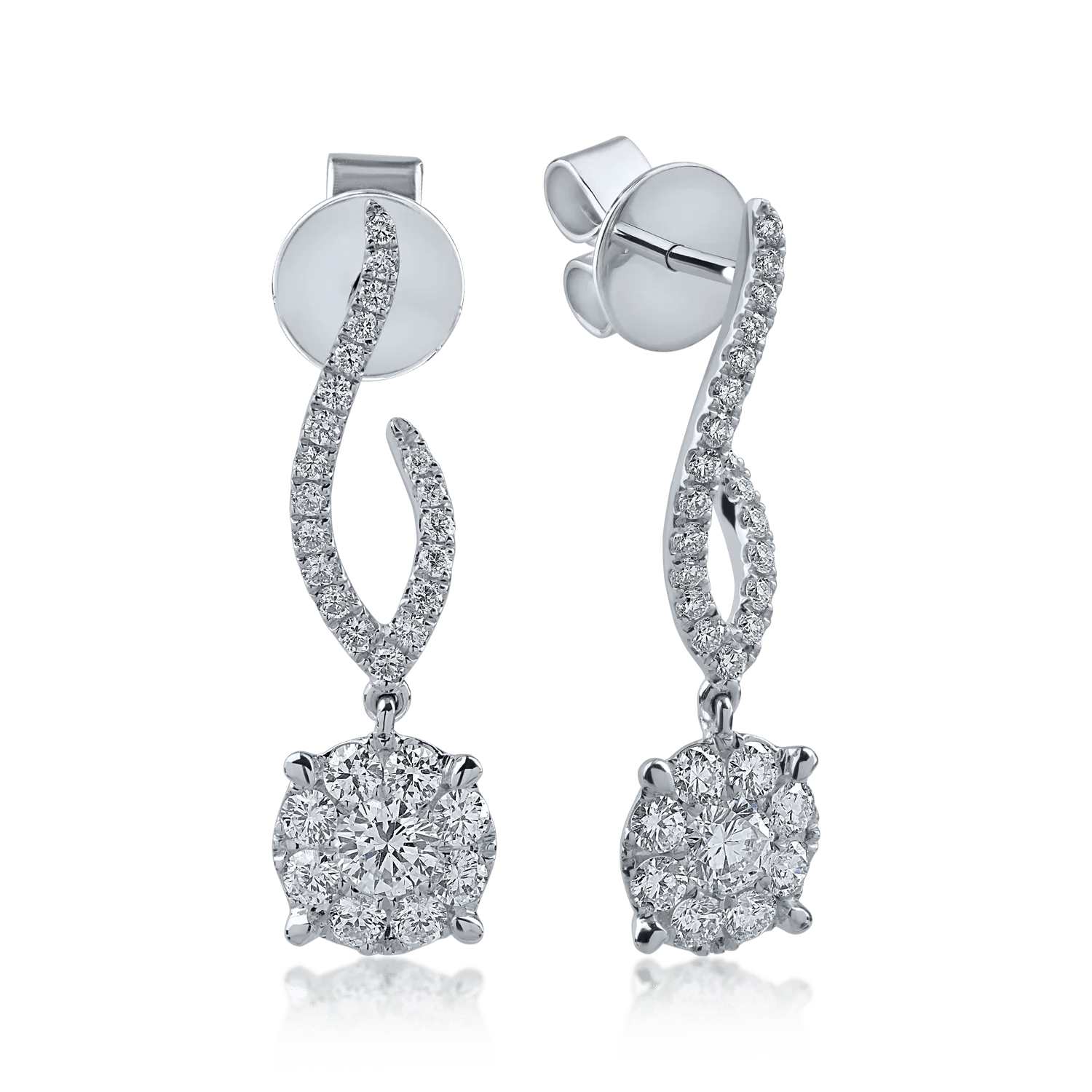 Cercei din aur alb cu diamante 1.27ct Cercei din aur alb cu diamante 1.27ct