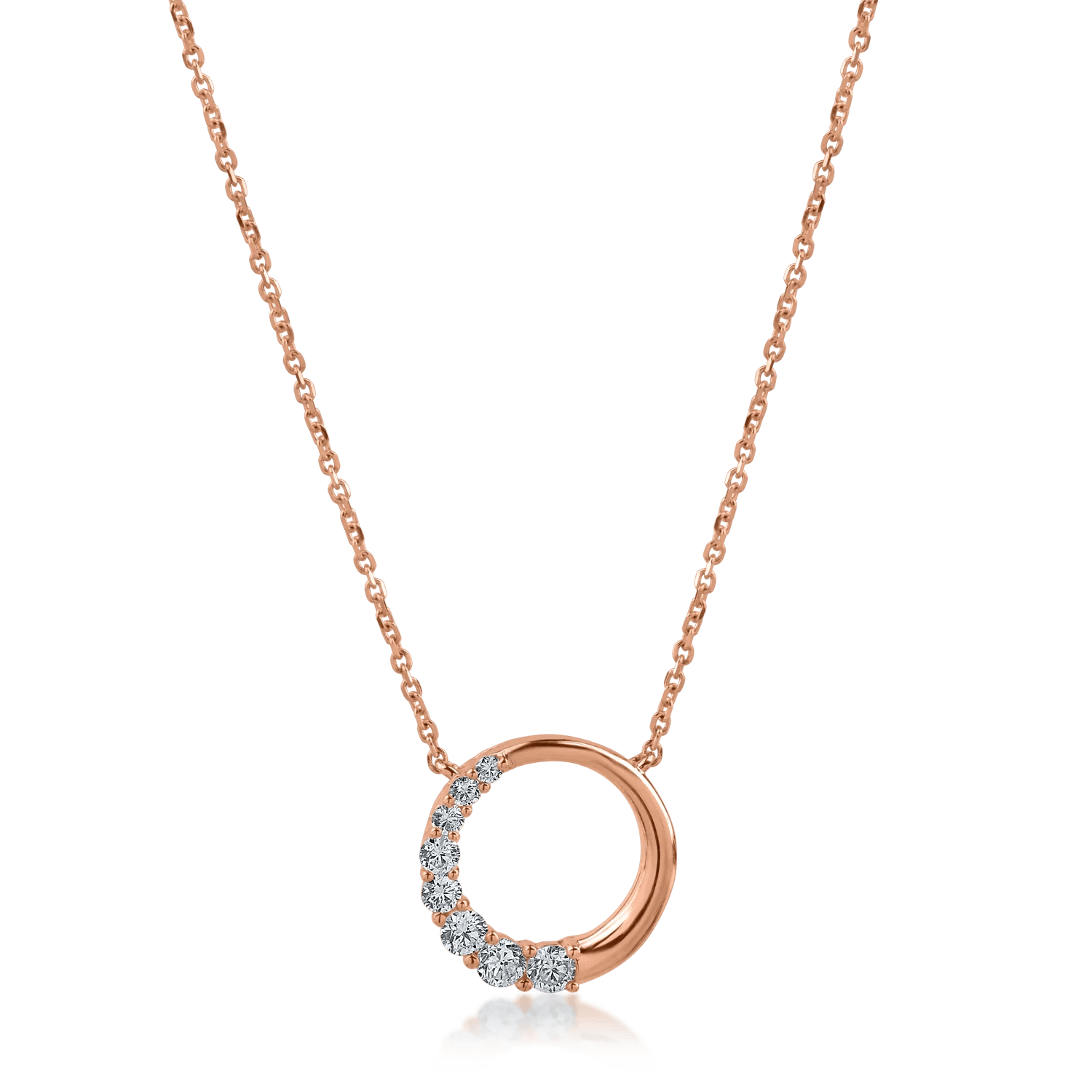 Lanț cu pandantiv din aur roz cu diamante de 0.19ct Lanț cu pandantiv din aur roz cu diamante de 0.19ct