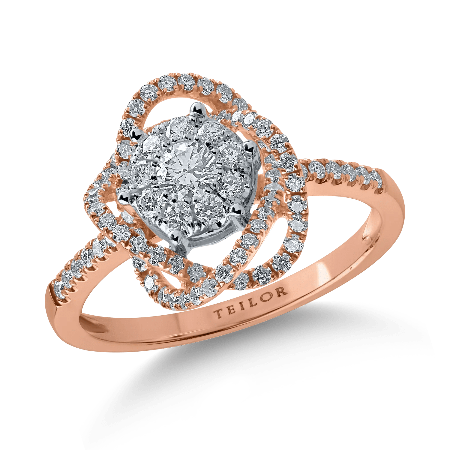 Inel din aur roz cu diamante de 0.6ct Inel din aur roz cu diamante de 0.6ct