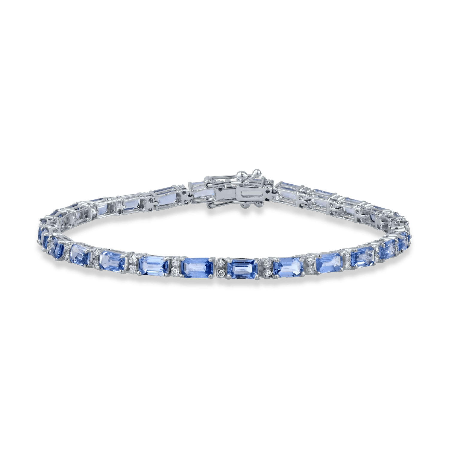 Brățară tennis din aur alb cu safire de 9.35ct și diamante de 0.41ct Brățară tennis din aur alb cu safire de 9.35ct și diamante de 0.41ct