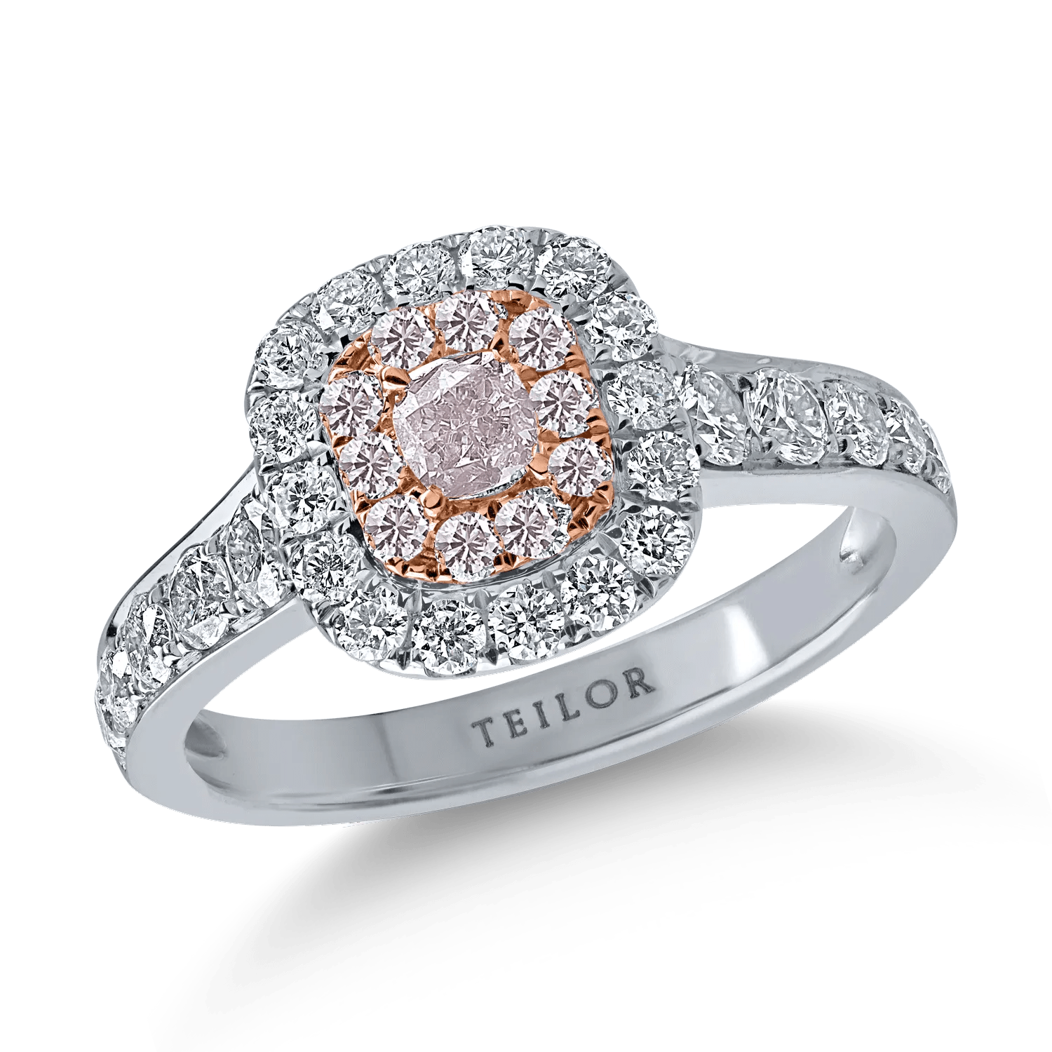 Inel din aur alb și roz cu diamante roz de 0.33ct și albe de 0.84ct Inel din aur alb și roz cu diamante roz de 0.33ct și albe de 0.84ct