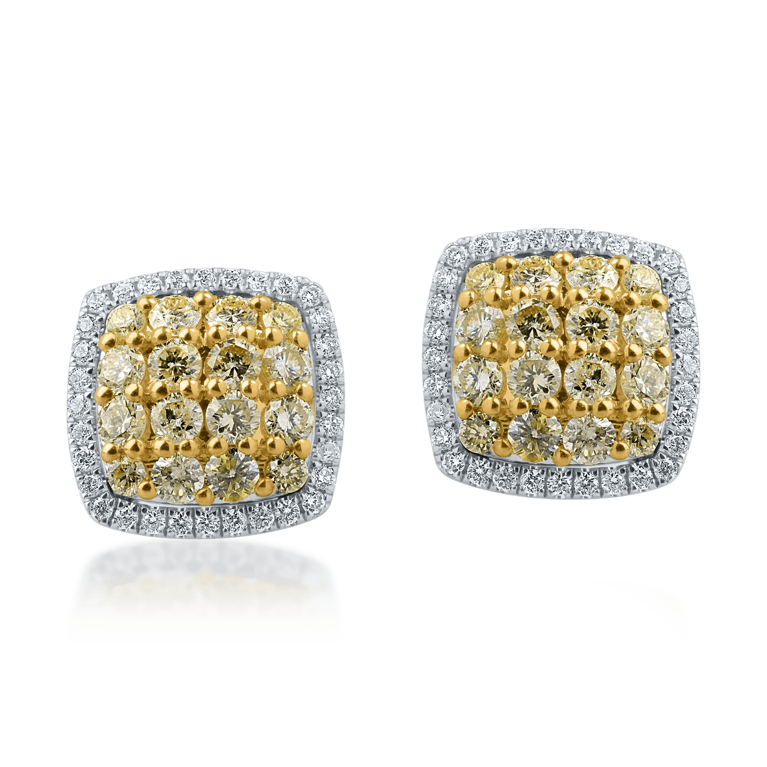 Cercei din aur alb-galben cu diamante Cercei din aur alb-galben cu diamante