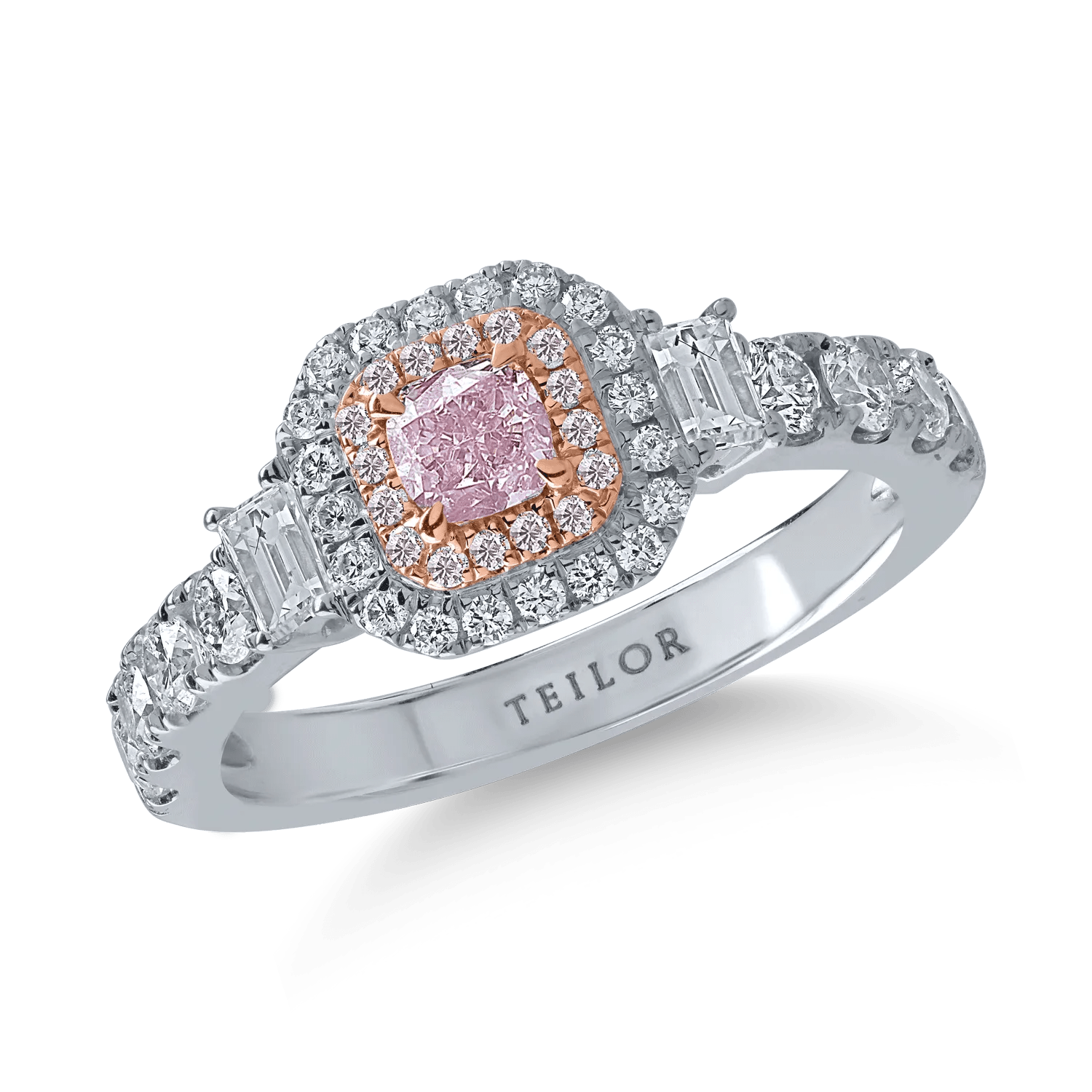 Inel din aur alb-roz cu diamante roz și incolore (0.35ct și 0.81ct) Inel din aur alb-roz cu diamante roz și incolore (0.35ct și 0.81ct)