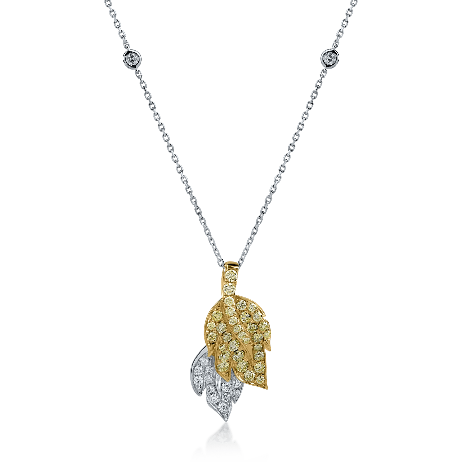 Lanț cu pandantiv din aur alb-galben și diamante de 0.82ct Lanț cu pandantiv din aur alb-galben și diamante de 0.82ct