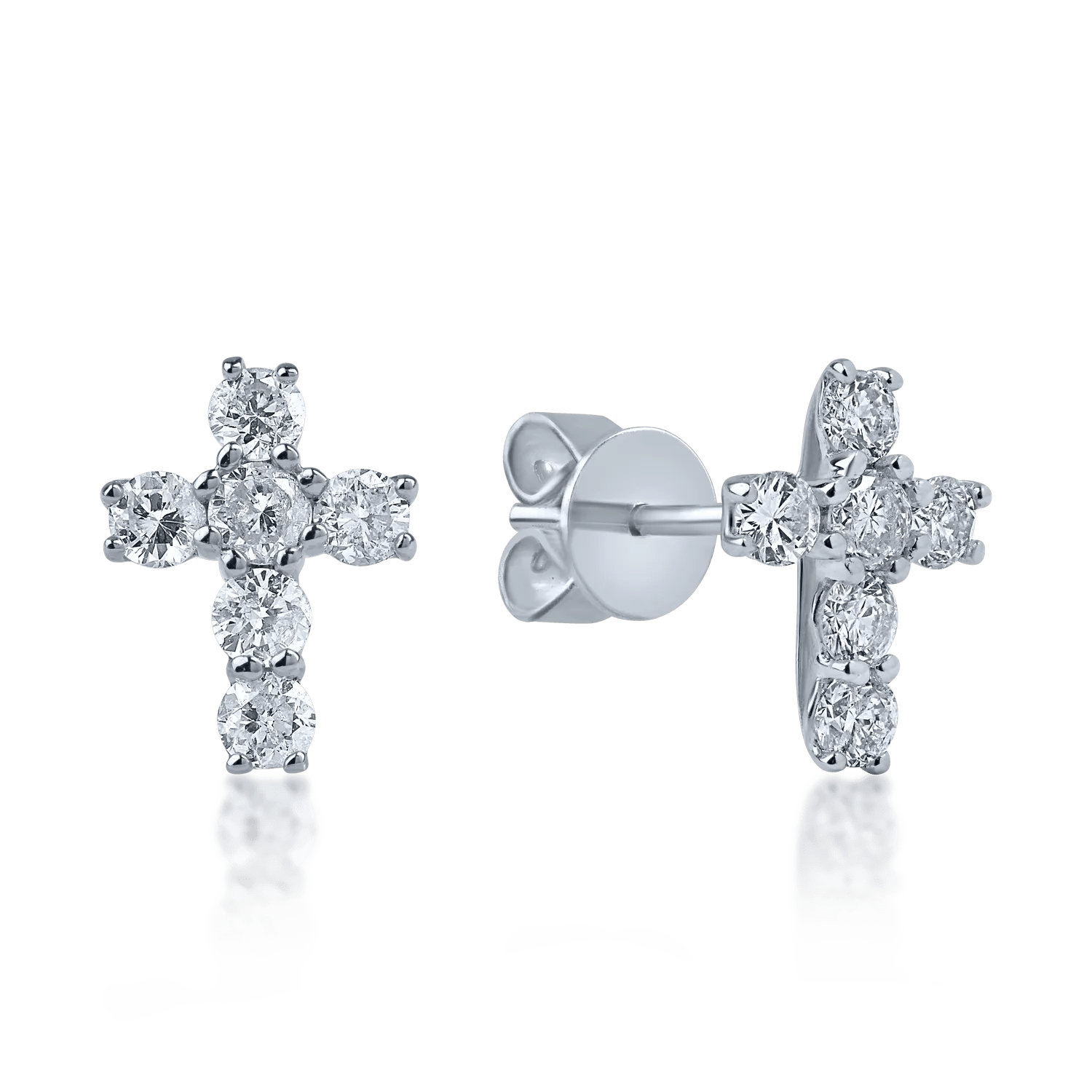Cercei cruce din aur alb cu diamante de 0.36ct Cercei cruce din aur alb cu diamante de 0.36ct