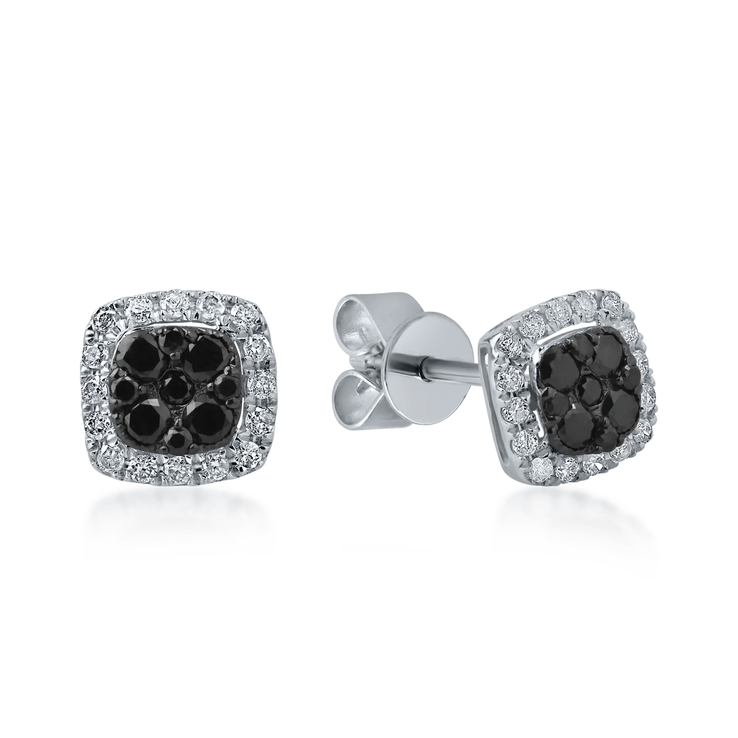 Cercei din aur alb cu diamante negre de 0.247ct și diamante transparente de 0.143ct Cercei din aur alb cu diamante negre de 0.247ct și diamante transparente de 0.143ct