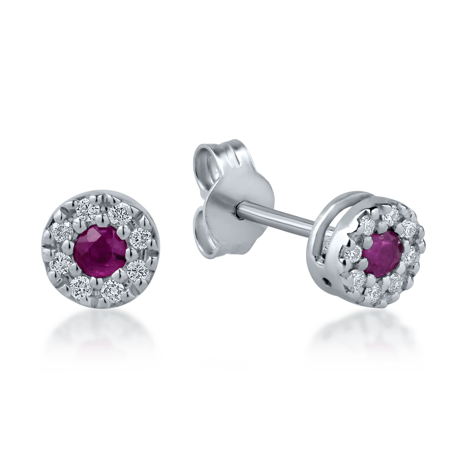 Cercei din aur alb, rubine 0.17ct și diamante 0.08ct Cercei din aur alb, rubine 0.17ct și diamante 0.08ct