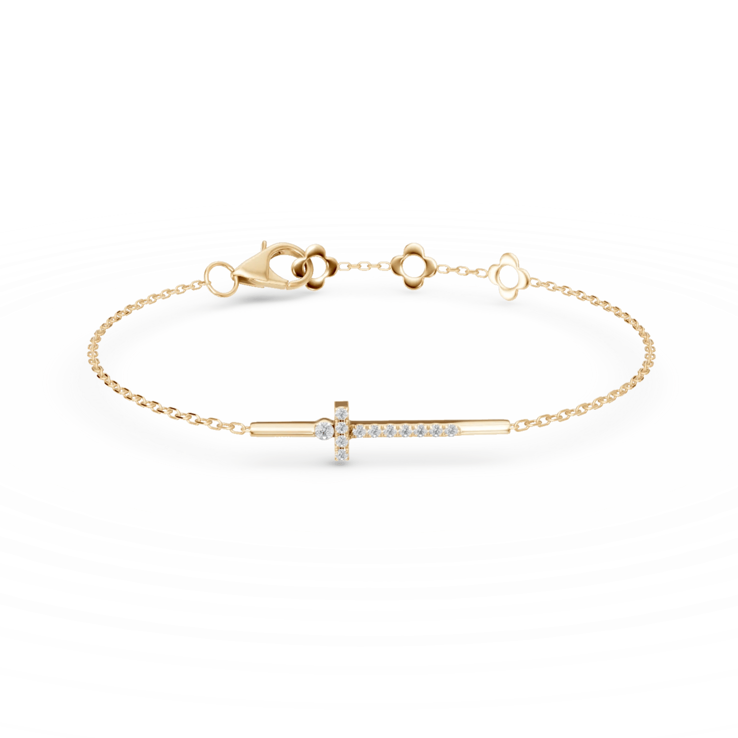 Brățară cu cruce din aur galben și diamante de 0.09ct Brățară cu cruce din aur galben și diamante de 0.09ct